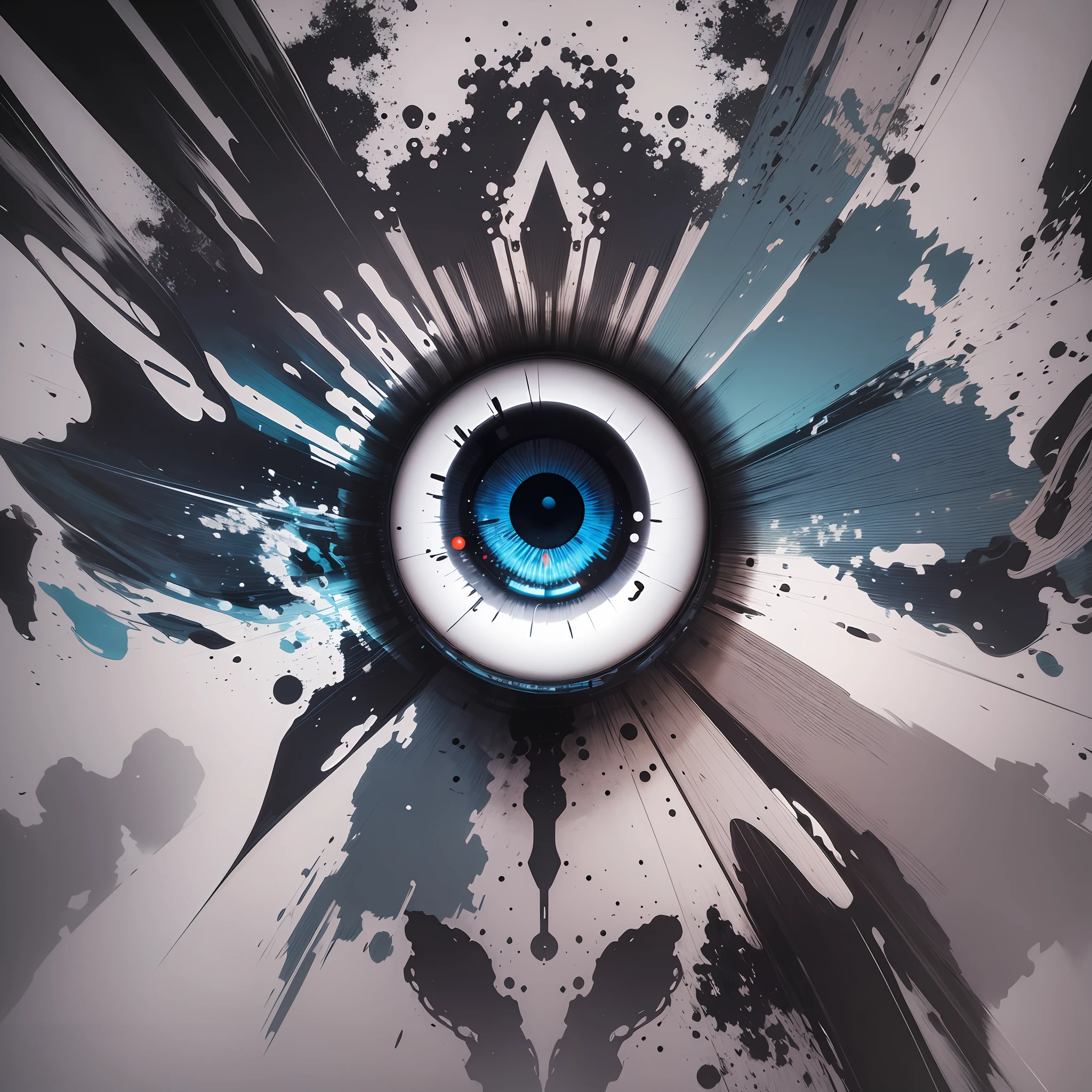 An image with abstract figures, using white background and with an abstract eye in the center. --auto --s2