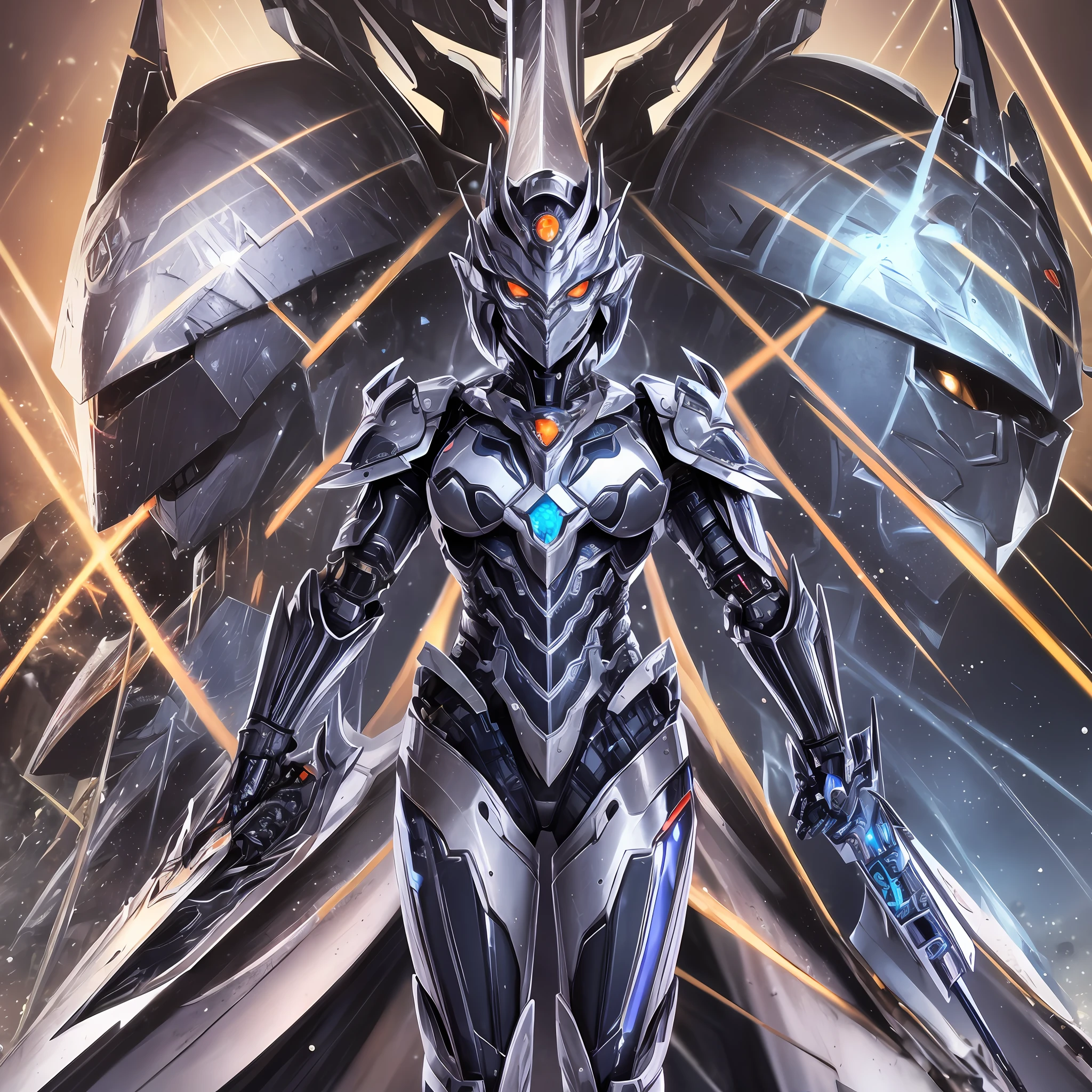 Close up portrait of a person in costume with a sword, cyber japan style armor, cyber japan armor, guyver style, girl in armor, monster hunter armor, full body mecha suit, perfect anime cyborg woman, cyborg noble woman, mecha cyber armor girl, detailed full body concept, female armor, anime character. Full Body Art --auto --s2