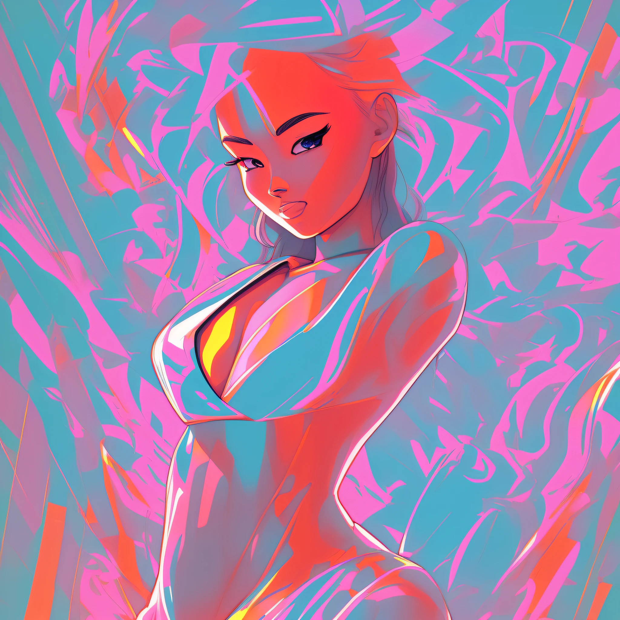 a woman in a dynamic pose wearing a beach wear, designed by Gucci::3, tumblr, inspired by Yanjun Cheng style, digital art, lofi girl internet meme, trending on dezeen, catalog photo, 3 d render beeple, rhads and lois van baarle, cartoon style illustration, bright pastel colors, a beautiful artwork illustration, retro anime girl --ar 2:3 --q 2