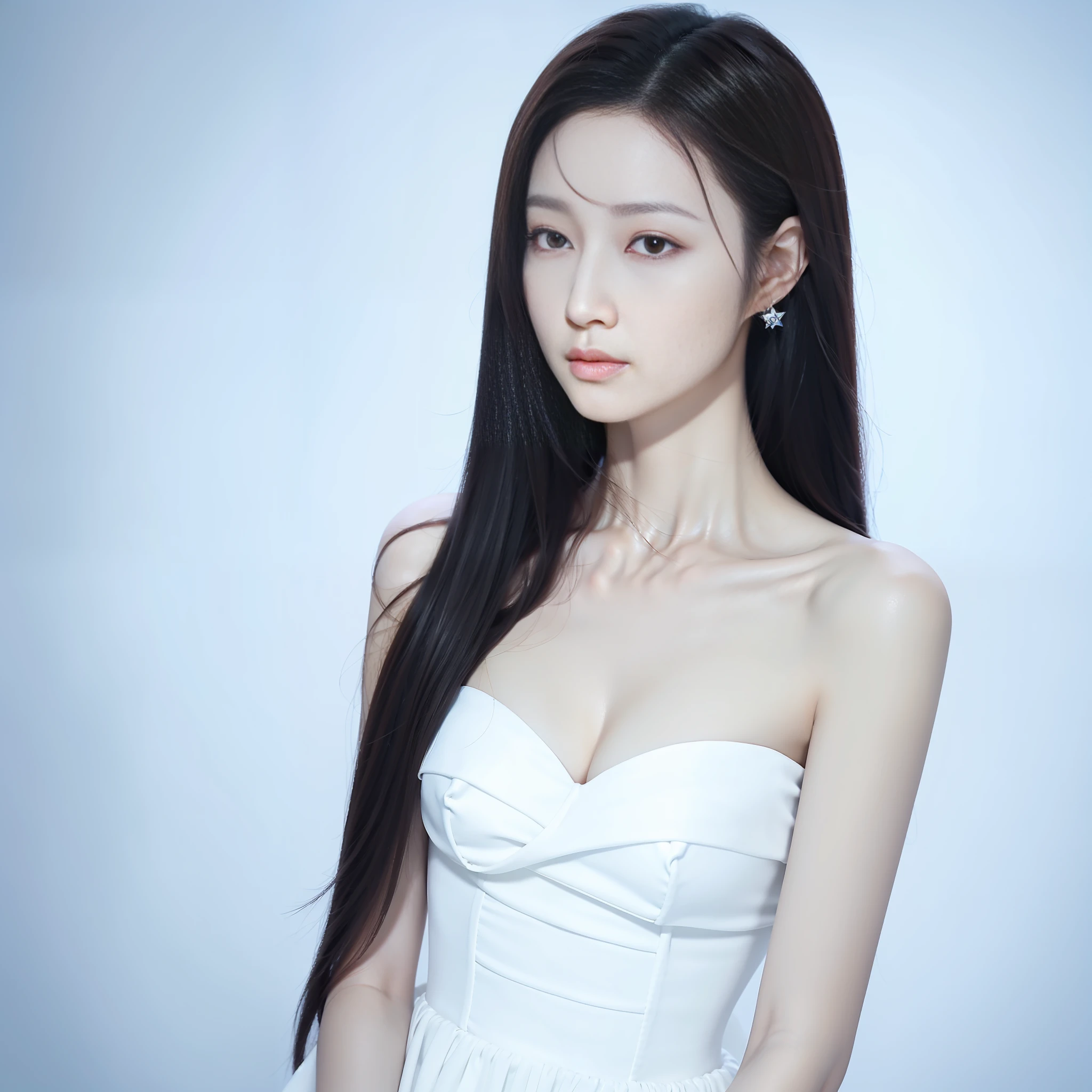 (1 cute Korean star) realistic photo shoulder-length hair, light makeup, medium breast size, dress, in school, clear facial features, 8K high resolution, clear and realistic details.