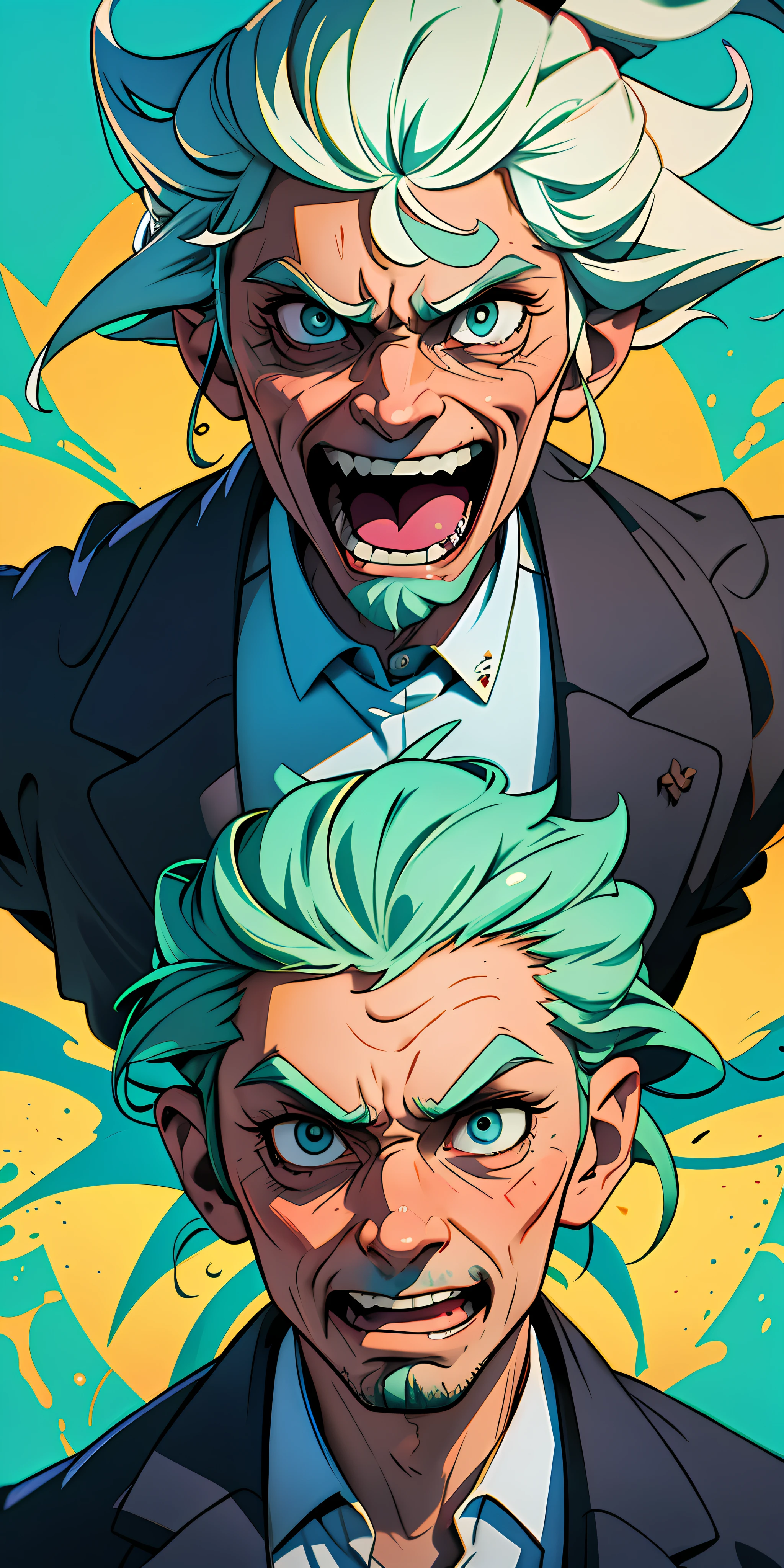 Best quality masterpiece, Rick Sanchez from Rick and morty wearing a hillbilly outfit,front photo,face full of expressions,8k