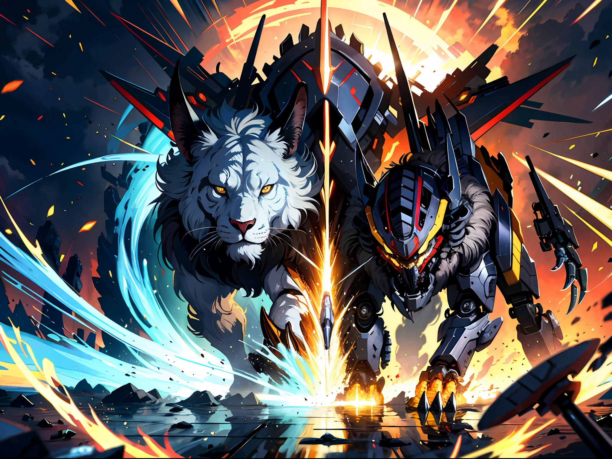 HD clear, best images, illustrations, super detail, an army of mechaized beasts