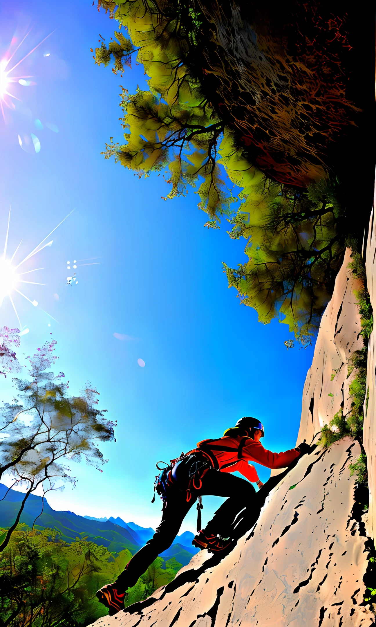 Image of a person climbing a mountain with innocence, representing the idea of overcoming challenges and achieving achievements.