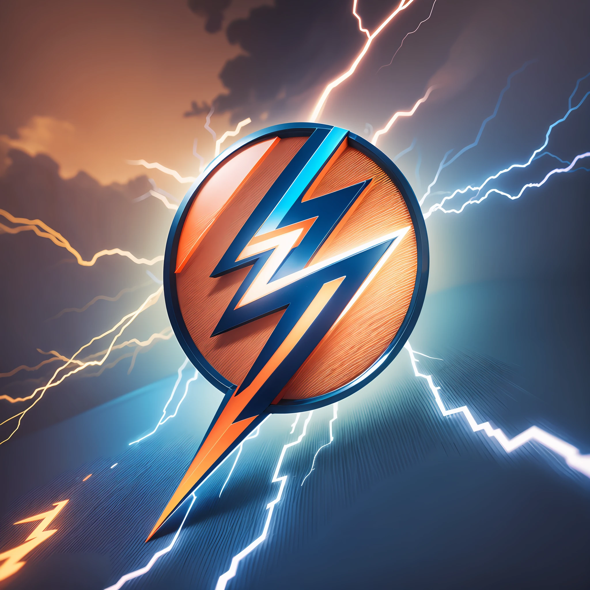 Lightning bolt logo, blue and orange colors, realistic 3D 4k --auto --s2