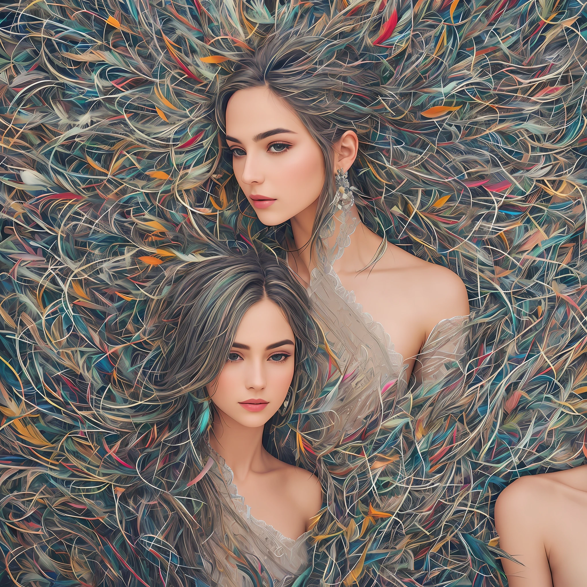 [woman: feathers: 15], hyperdetailed