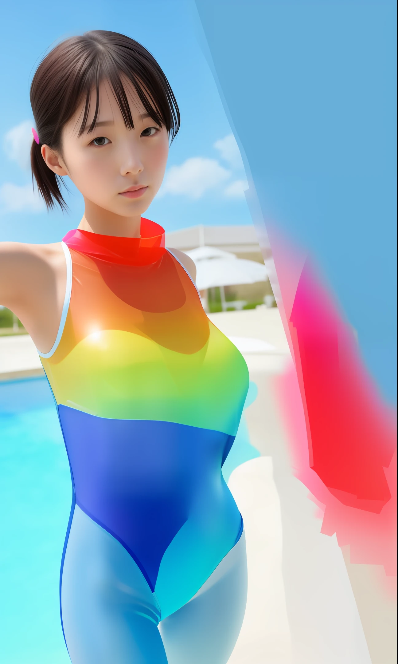 Transparent, wet, gradient, sexy swimsuit