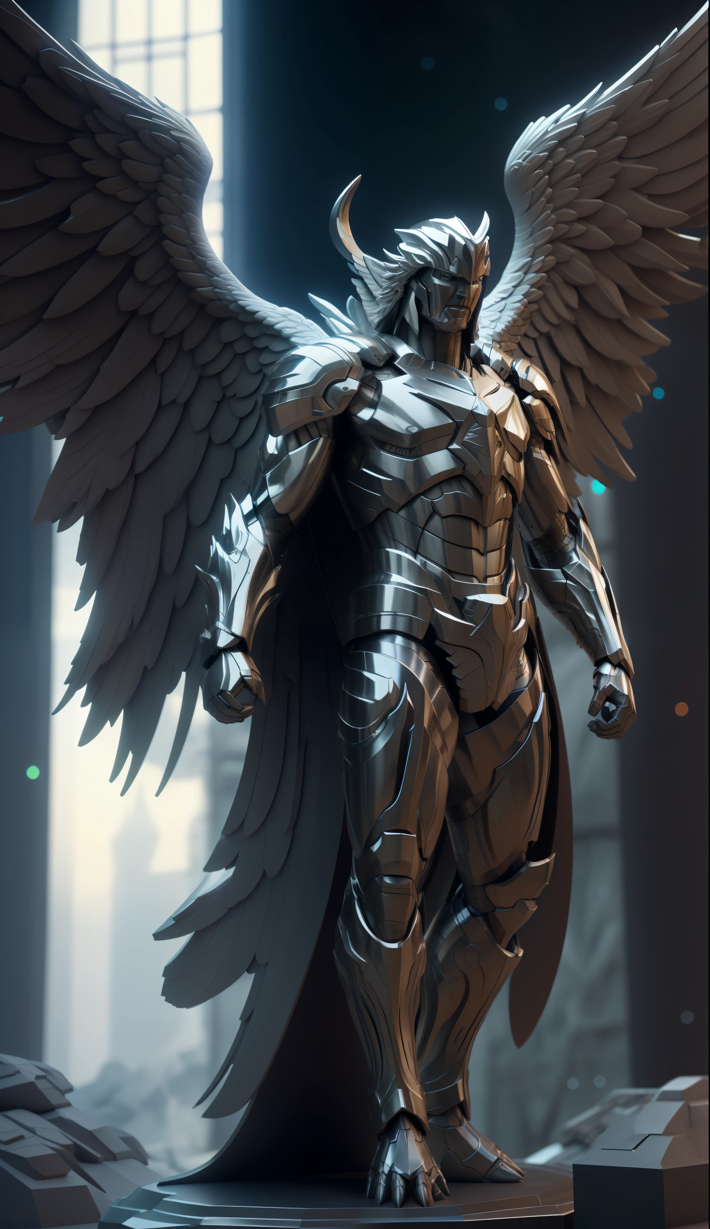 a close up of a statue of a man with wings, angel in plastic armor, archangel, trending in cgsociety, full - body majestic angel, zbrush central contest winner, unreal engine render saint seiya, [ trending on cgsociety ]!!, trending on artstation:3, cgsociety ), best of artstation, hyperdetailed fantasy character