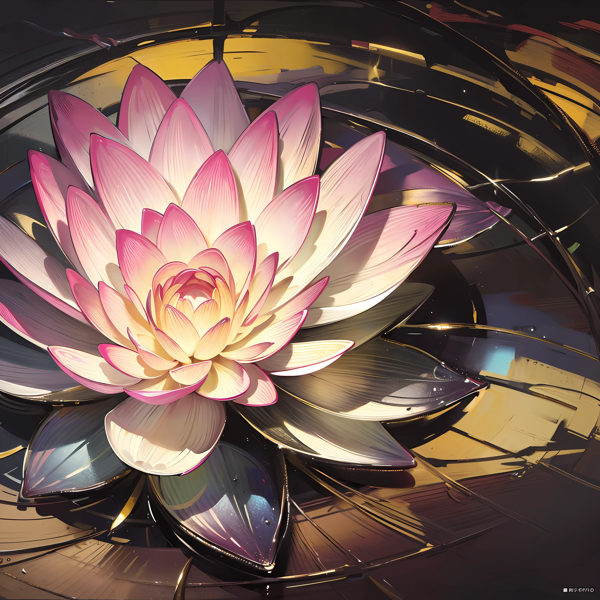 lotus flower, portrait, backlighting, abstract, painting, ethereal, liquid, abstract, masterpiece, highly detailed, best quality, highest quality, realistic lighting, hyperdetailed, hyperrealism, colors, colorful, flower --auto --s2