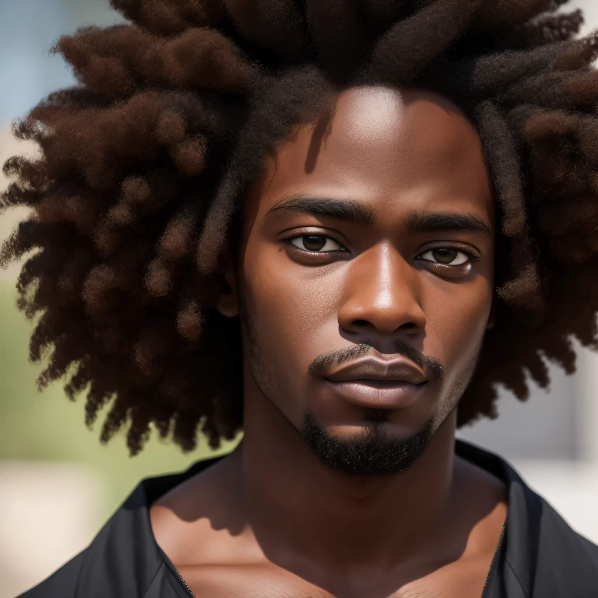 um garoto negro andando em uma cidade, huge afro, dilated pupils, nervous, close-up, character chart, f/1.8, UHD, retina, masterpiece, anatomically correct, super detail, high quality, best quality, 16k, 8k, 4K, 1080P, textured skin