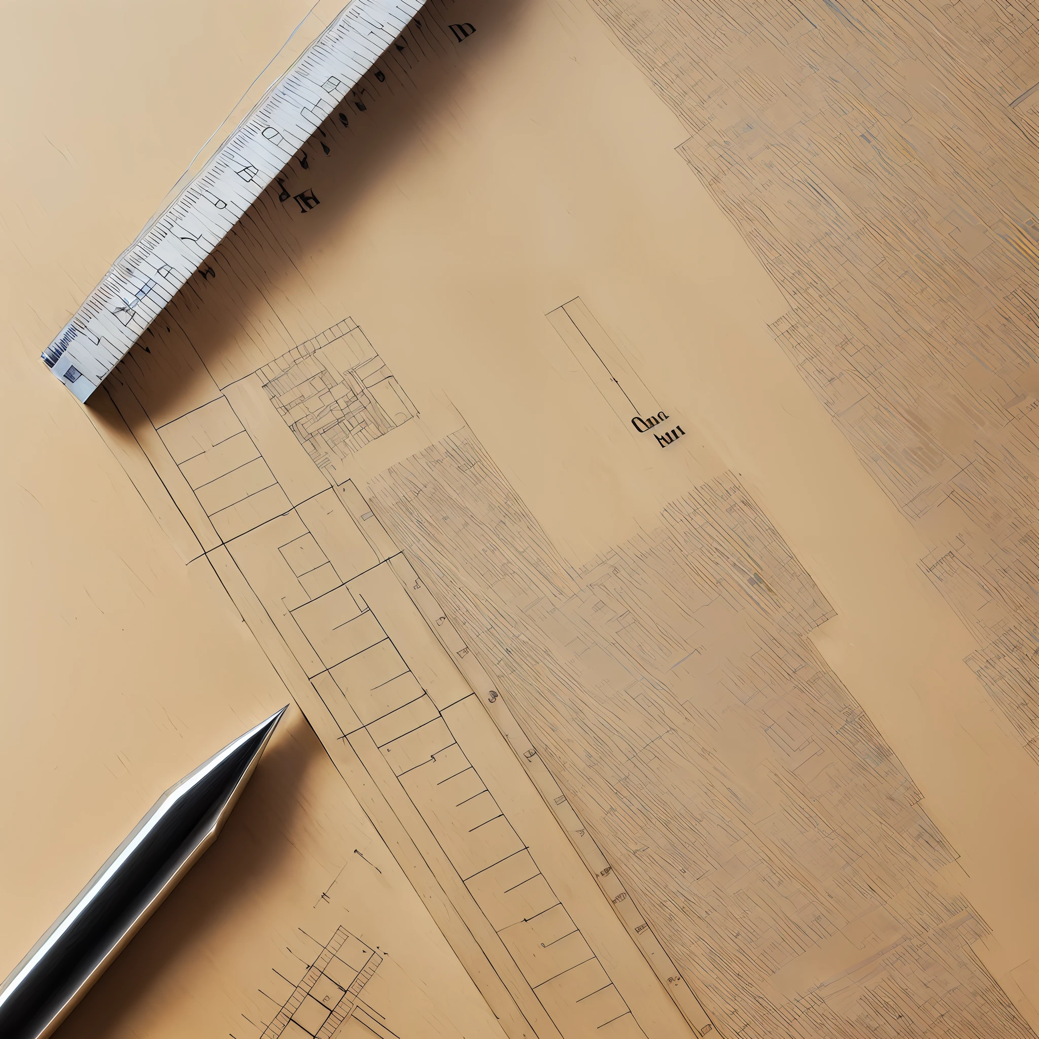 a close up of a ruler, ruler and pencil on a table, industrial design blueprint, detailed technical drawing, plan drawing, technical drawings, architecture blueprint copy, architectural plans, drawing on a parchment, architectural plan, quality draughtmanship, architecture technical blueprint, architectural planning, pencil and paper, building plans, architectural scale, engineering blueprints, technical drawing, architectural drawing