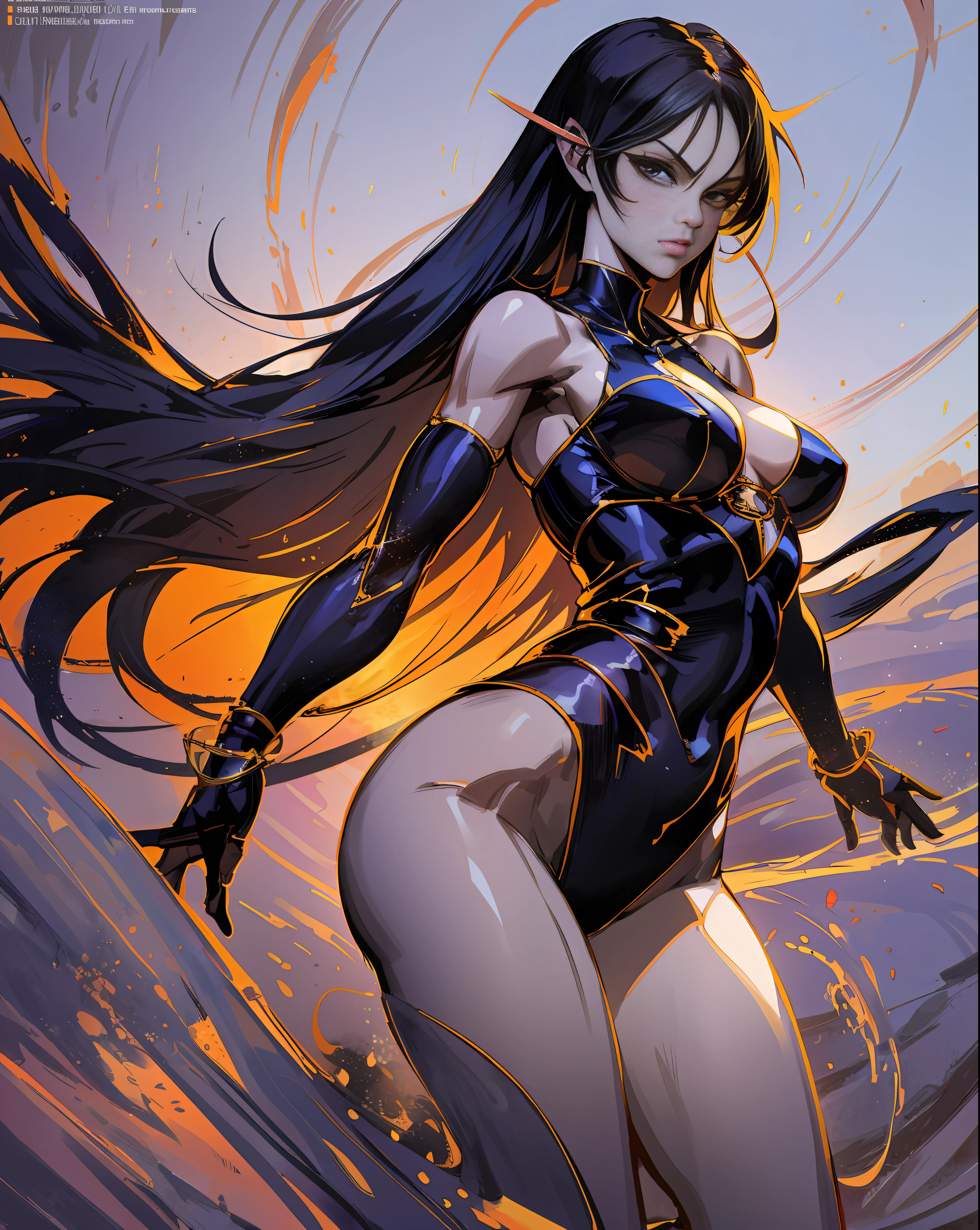 A drawing of a woman with long hair and long hair, beauty in demon killer art, perfect anime body, long legs, big breasts, 4K manga wallpaper, full body movement, realistic light and shadow, beautiful line art, strong line art, ink art, brush art, Kentaro Miura manga art style, his manga full body portrait, Kentaro Miura's manga style, Shigeri Aishima illustration, highly detailed fine doujinart, Masayoshi Suto and artgerm, detailed manga style