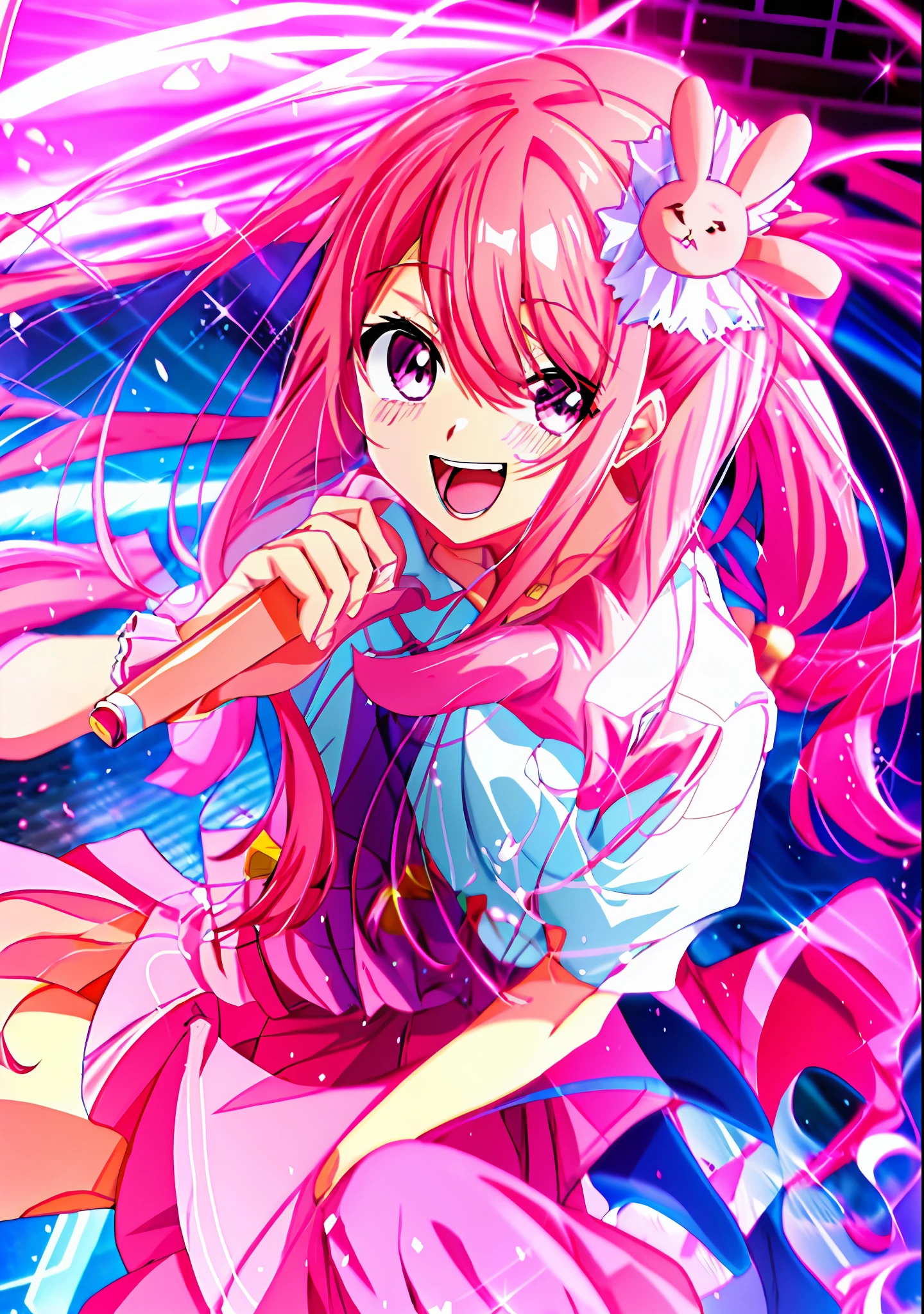 Pink Hair, Pink Eyes, Pink Uniform, Fluffy Skirt, Long Hair Anime Girl, Marin Kitagawa Fan Art, Anime Moe Art Style, Cute Girl Anime Visual, Rin, Official Artwork, Official Art, Anime Best Girl, HQ Artwork, Splash Art Anime ****, (Anime))), 8k!, Official Anime Artwork, Anime Style 4K, Wallpapers!, Anime Key Visuals"