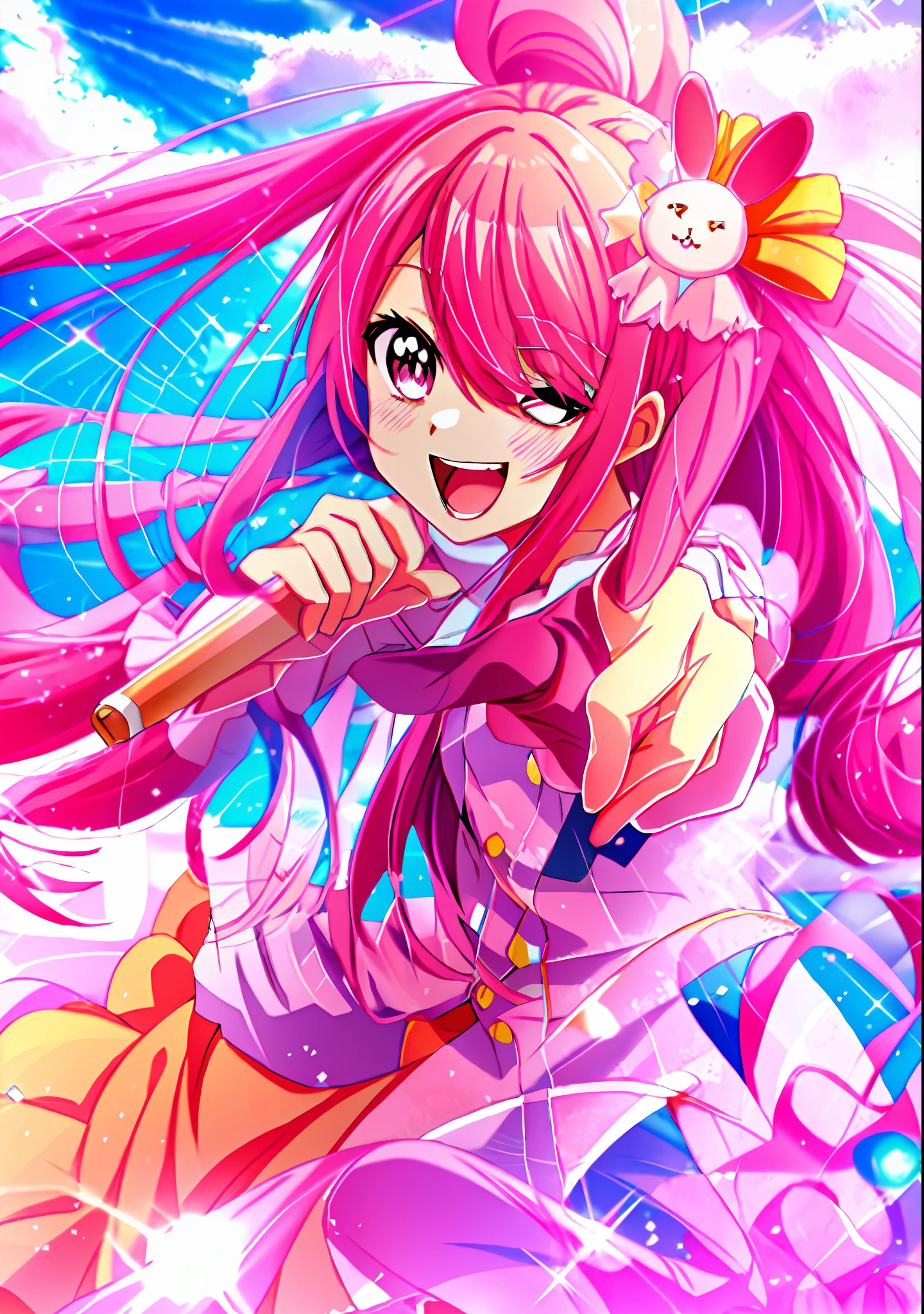 Pink Hair, Pink Eyes, Pink Uniform, Fluffy Skirt, Long Hair Anime Girl, Marin Kitagawa Fan Art, Anime Moe Art Style, Cute Girl Anime Visual, Rin, Official Artwork, Official Art, Anime Best Girl, HQ Artwork, Splash Art Anime ****, (Anime))), 8k!, Official Anime Artwork, Anime Style 4K, Wallpapers!, Anime Key Visuals"