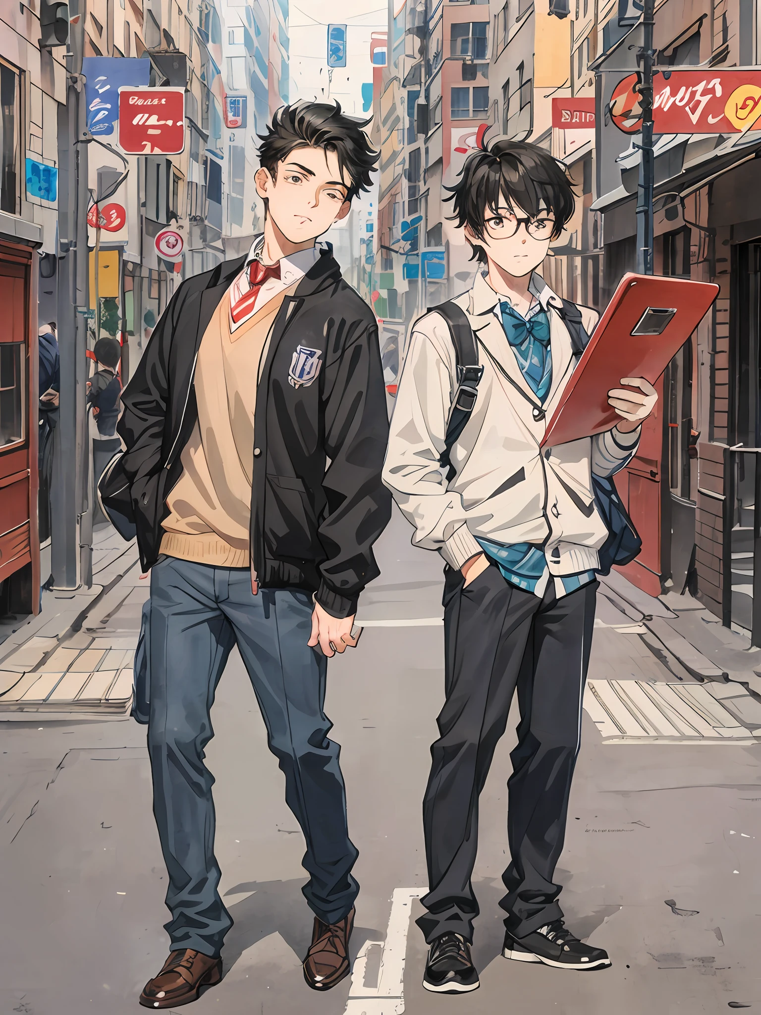 A bully age guy and a nerd teenguy, students