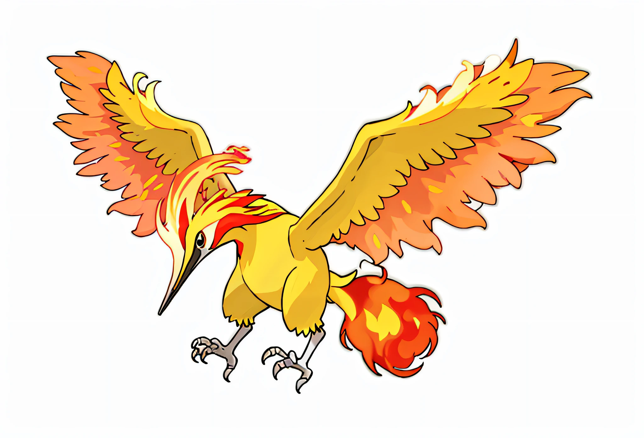 Masterpiece, best quality, closeup of bird with fire on wings, firebird, white background, simple background