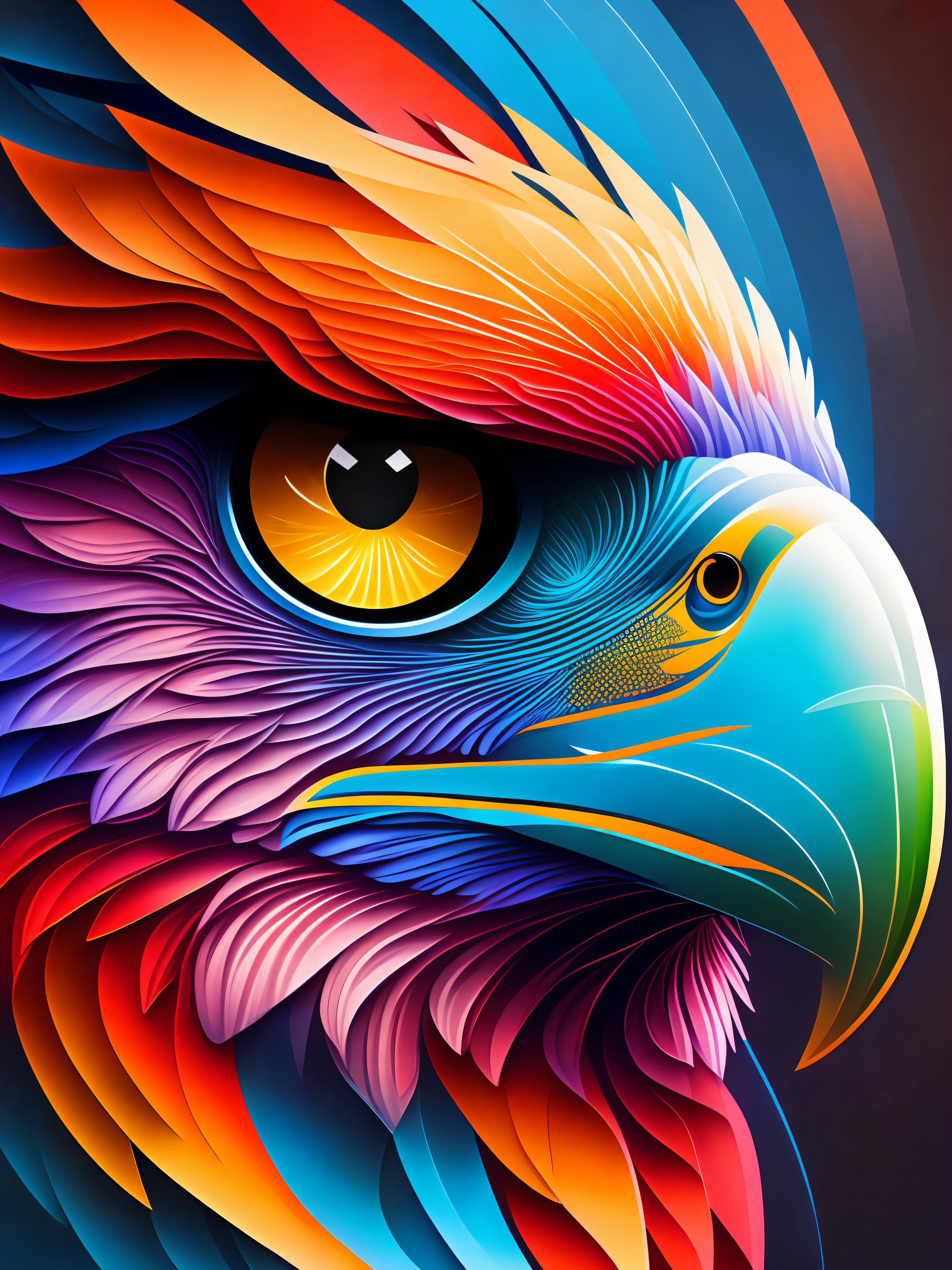 the colorful abstract of eagle eye, (colorful,high detailed,vector-art)