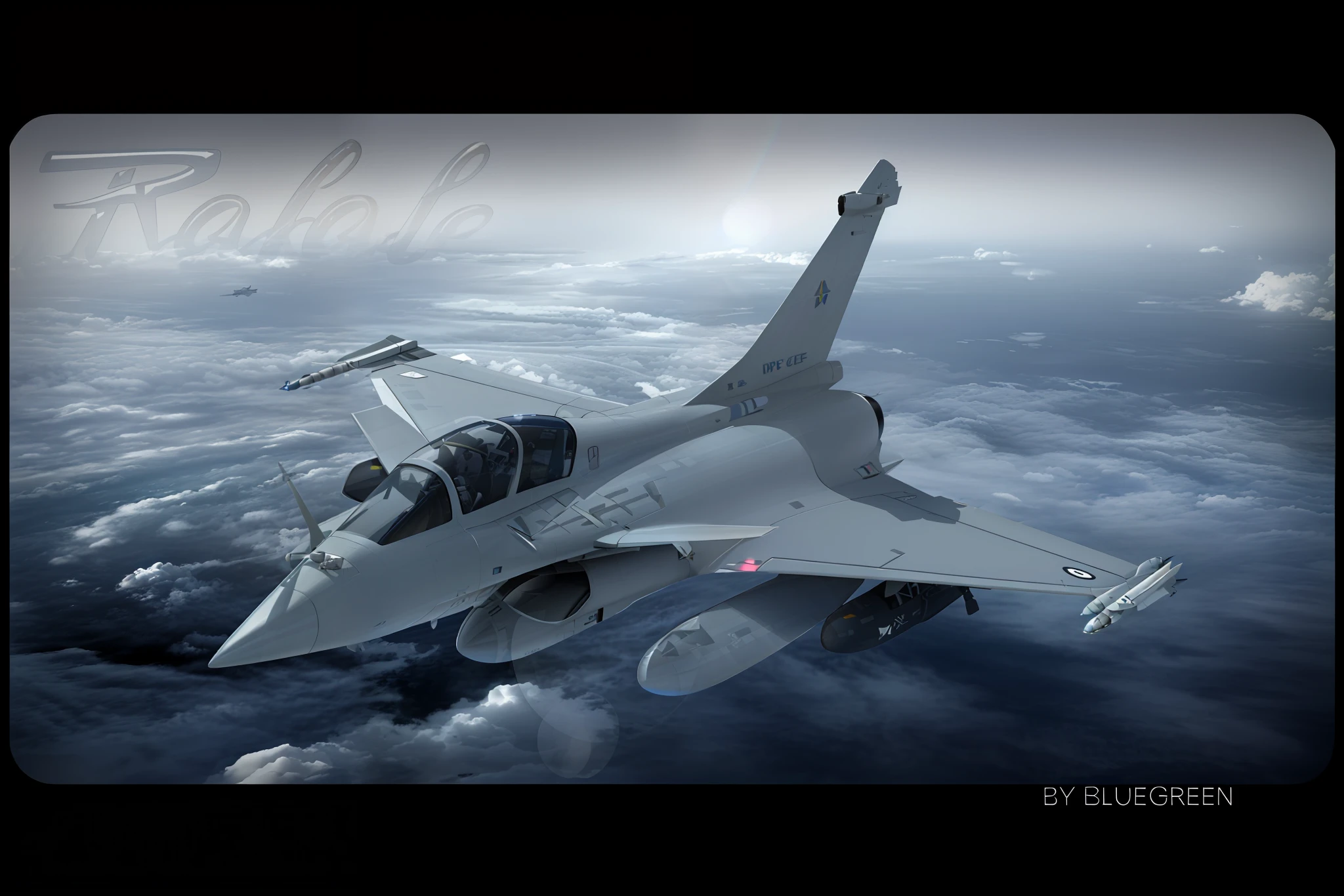 there is a jet flying through the air with clouds in the background, 3d render”, rendering, jet fighter background, saab 39 gripen, airbrush render, octane render ”, octane render”, octane render ] ”, hyper realistic ”, hyper realistic”, highly rendered!!, blue realistic 3 d render, dcs world falcon bms, 3 ds max + vray, realistic aircraft