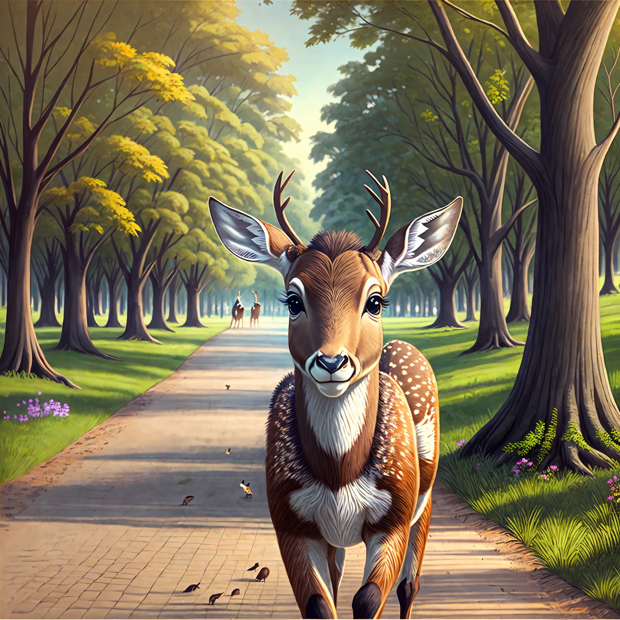 smiling deer in the park --auto --s2
