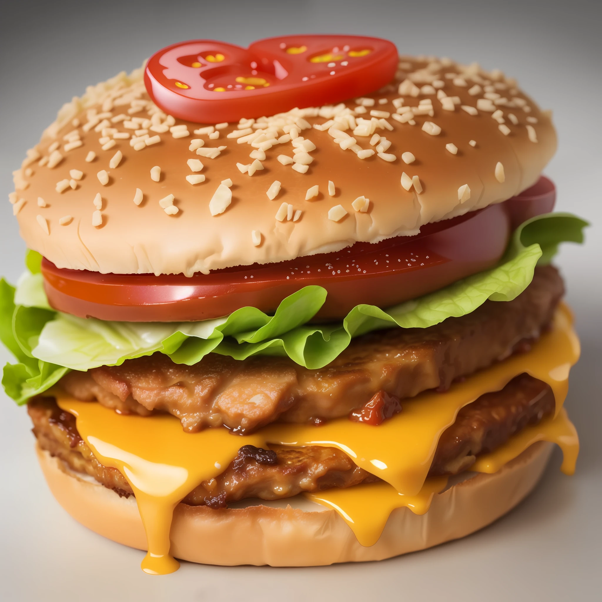 best quality, ultra high res, (photorealistic:1.4), ultra-detailed,incredibly detailed, foil package, big mac, fried meat, wet lettuce, melting cheese, juice tomato