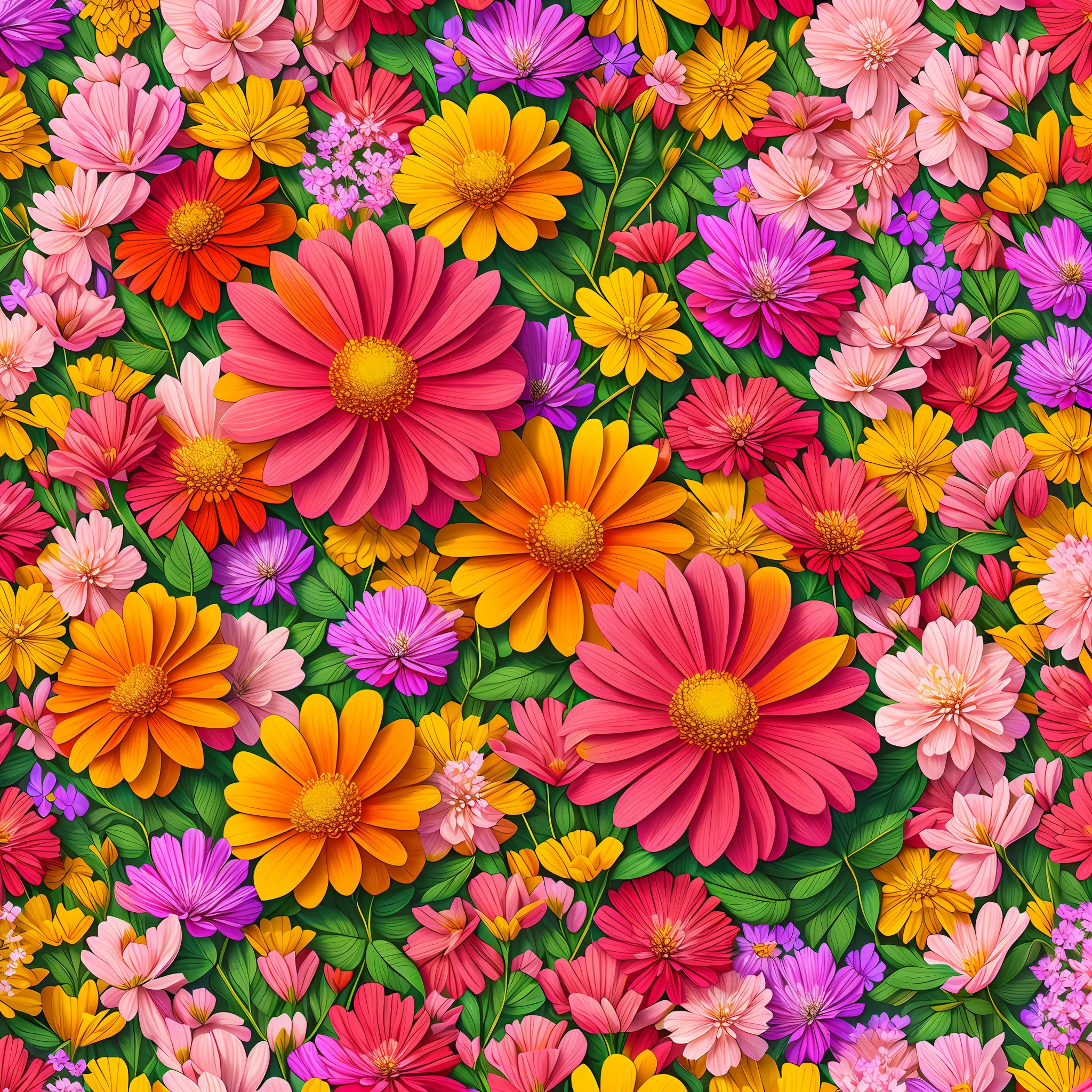 Floral print, bright colors, realistic, HD