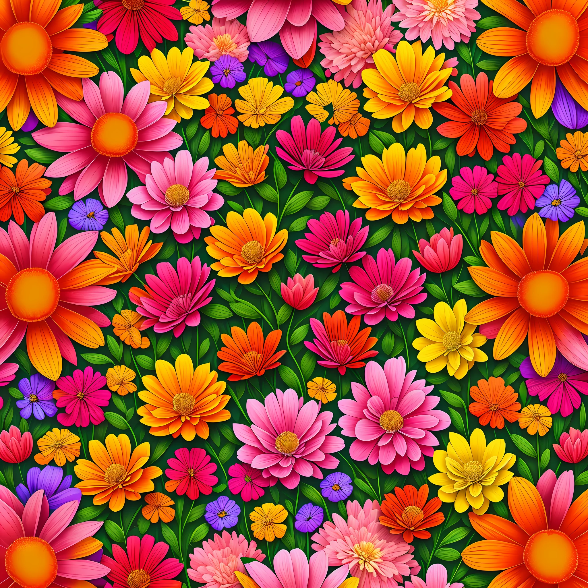 Floral print, bright colors, realistic, HD