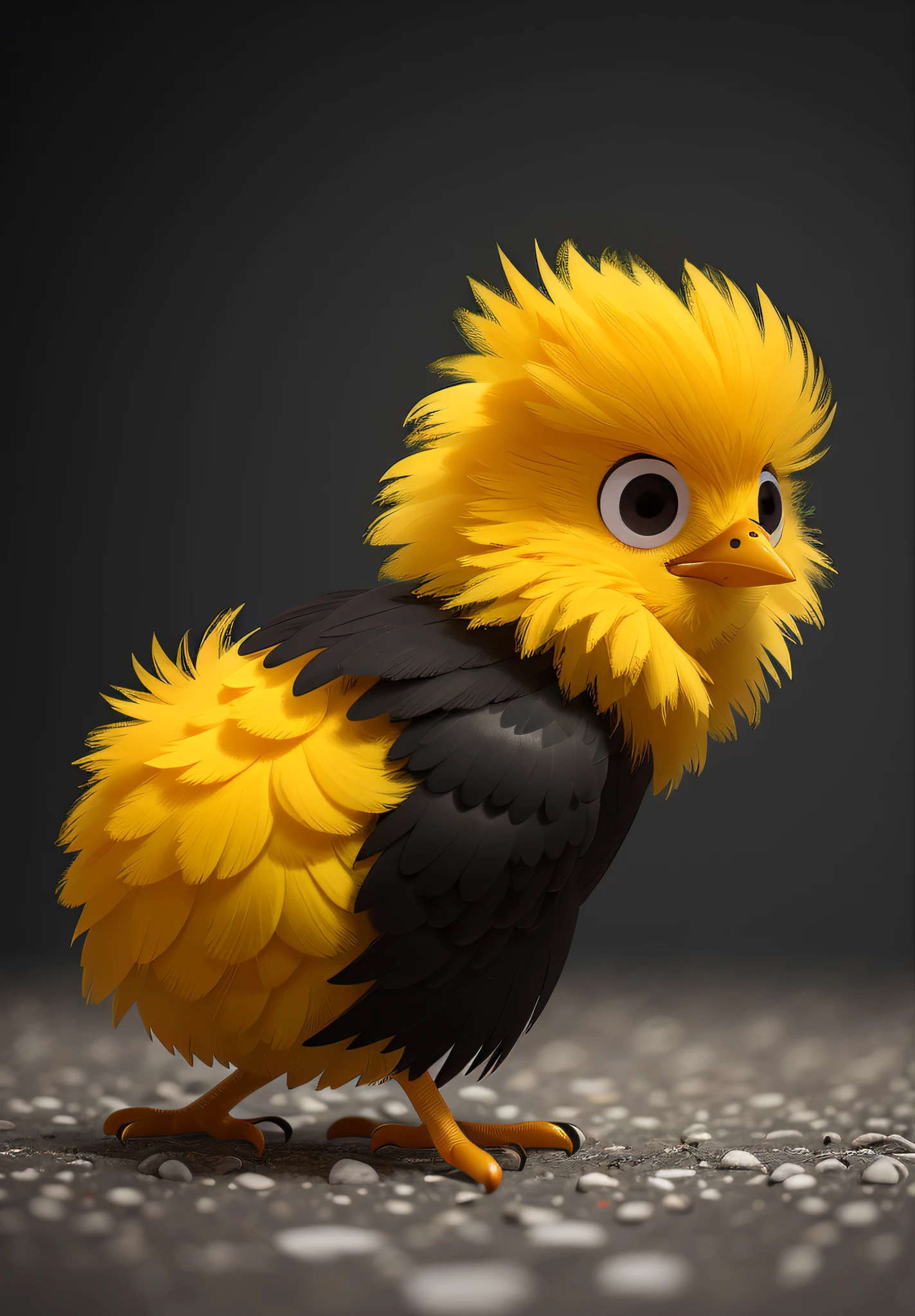 Chick, blurry, yellow, angry, natural, no_humans, KIDS ILLUSTRATION STYLE, WEARING DRK_Glam, (DARK: 0.8), (8K, RAW PHOTO, BEST QUALITY, MASTERPIECE: 1.2)