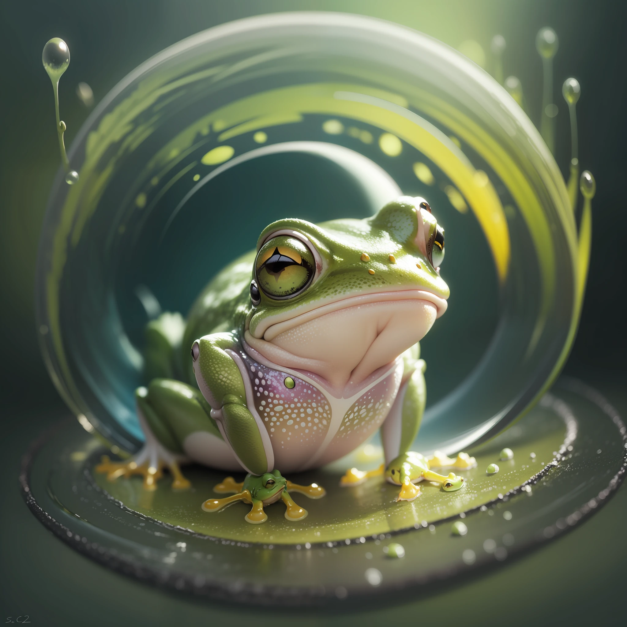 frog cute, backlighting, abstract, painting, ethereal, liquid, abstract, masterpiece, highly detailed, best quality, highest quality, realistic lighting, hyperdetailed, colors, colorful --auto --s2