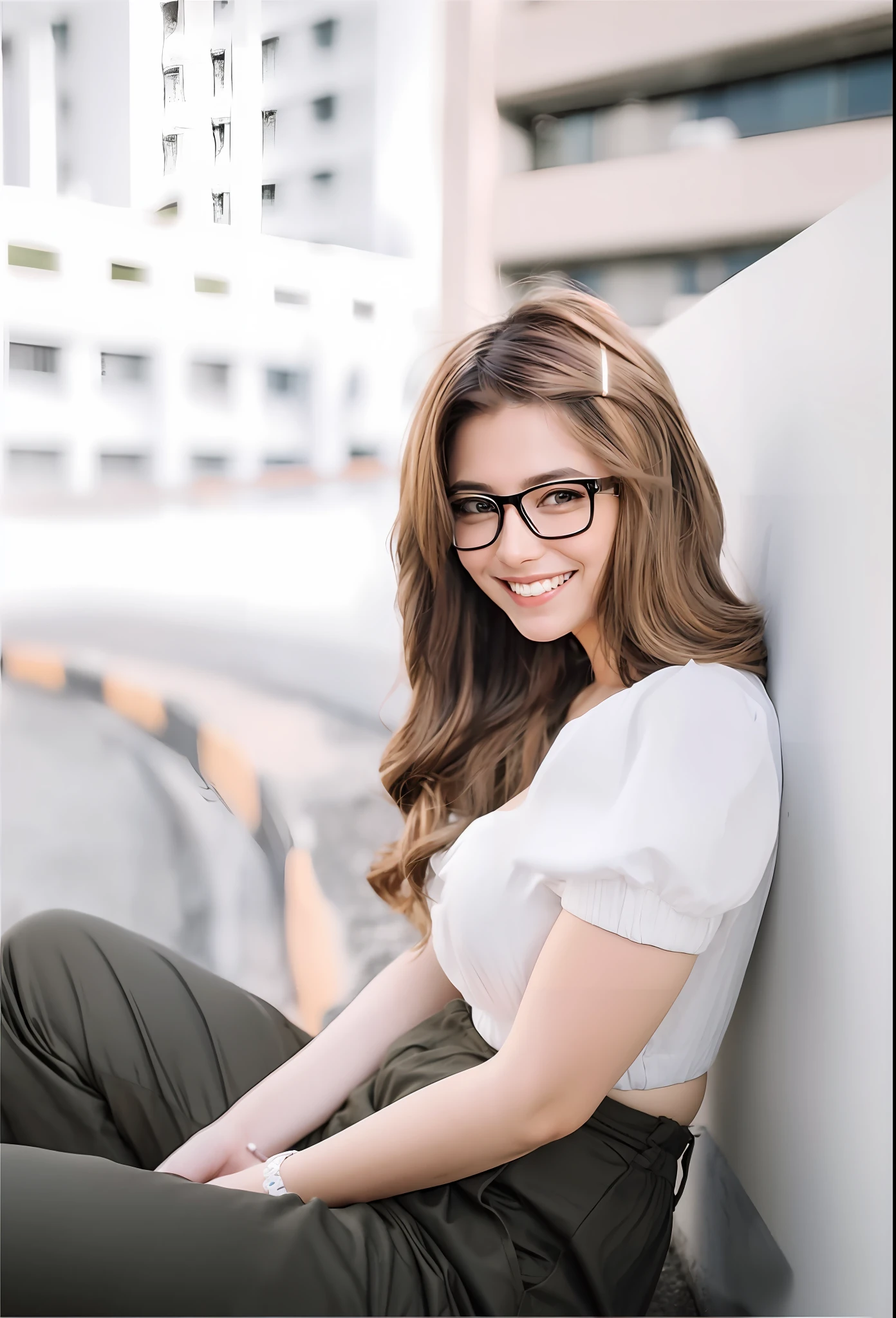 Wearing glasses with a smile on his face