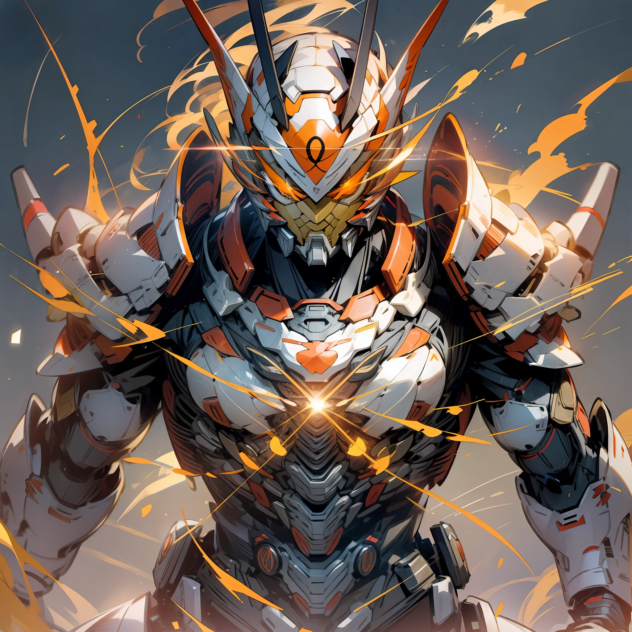 Nichimanga style, samurai, mecha, Kamen Rider faiz, dusk, sunset, back to the sun, body with flames, bust photo, perfect composition and lighting, on the top of the Himalayas --auto --s2