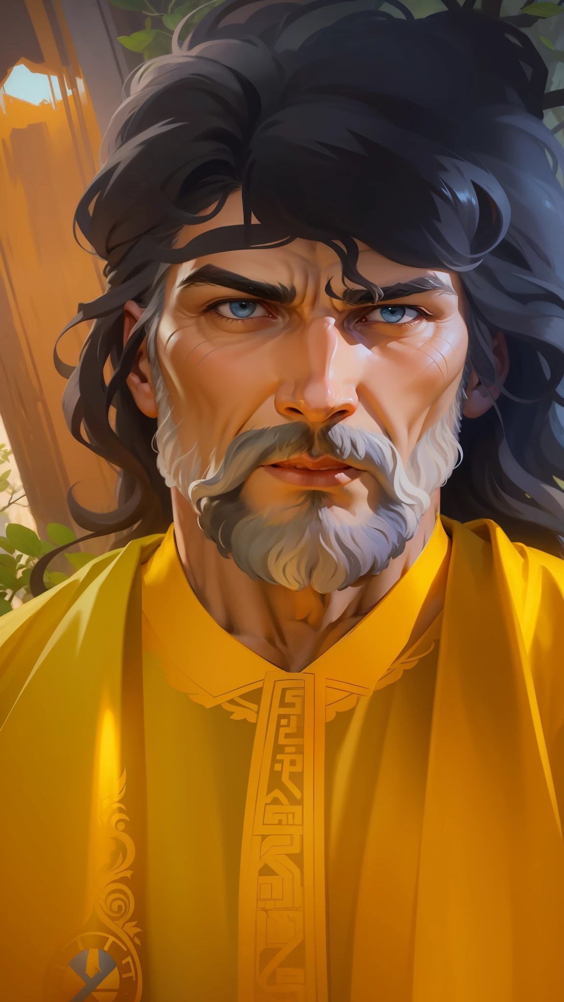 painted portrait of rugged zeus, god of thunder, greek god, on Mount Olympus, white hair, full body, mature, handsome, fantasy, intricate, elegant, highly detailed, digital painting, artstation, concept art, smooth, sharp focus, illustration, art by gaston bussiere and alphonse mucha