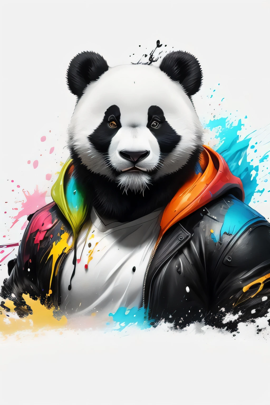 Splash art, a panda head, ((white background)), roaring, epic Instagram, artstation, splash style of colorful paint, contour, hyperdetailed intricately detailed , unreal engine, fantastical, intricate detail, splash screen, complementary colors, fantasy concept art, 8k resolution, deviantart masterpiece, oil painting, heavy strokes, paint dripping, splash arts