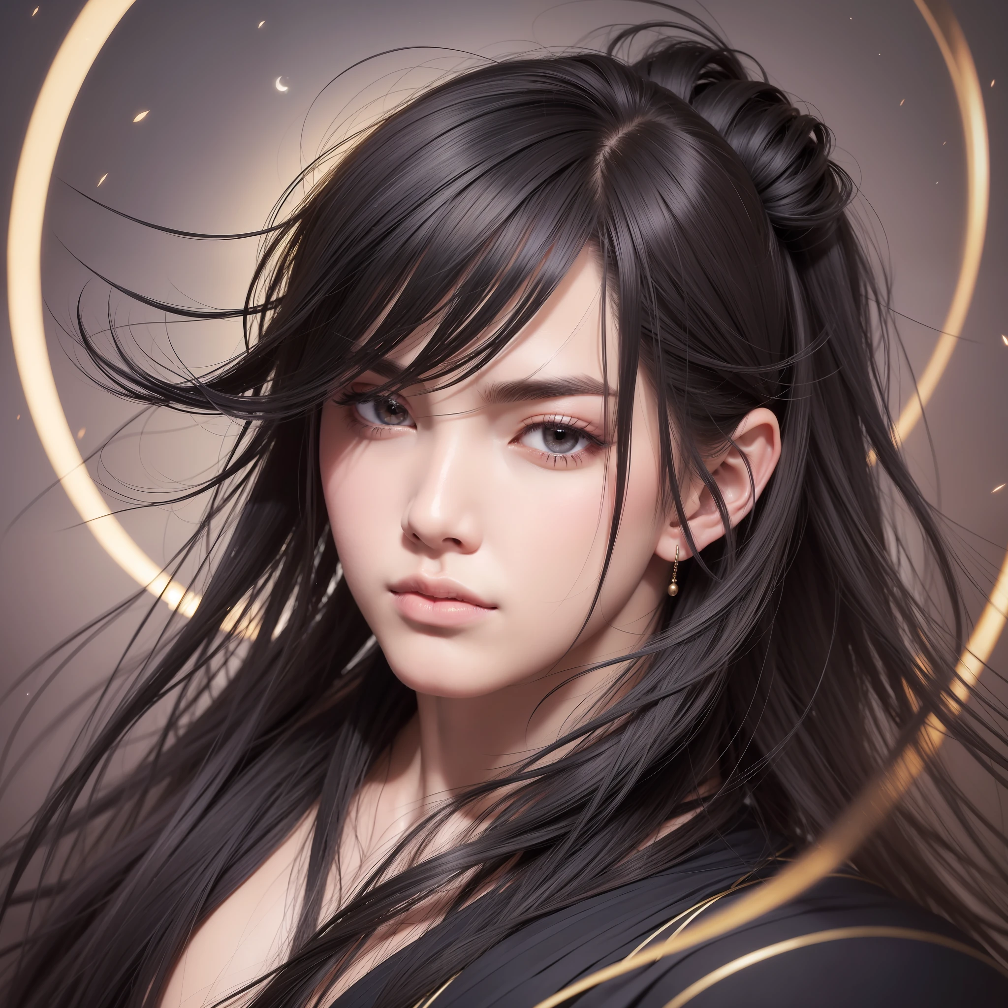 (Masterpiece) 8K resolution, adult male, black semi-long hair, hazelnut eyes, beautiful black eyes, model style, hakama, moonlit night, anime style