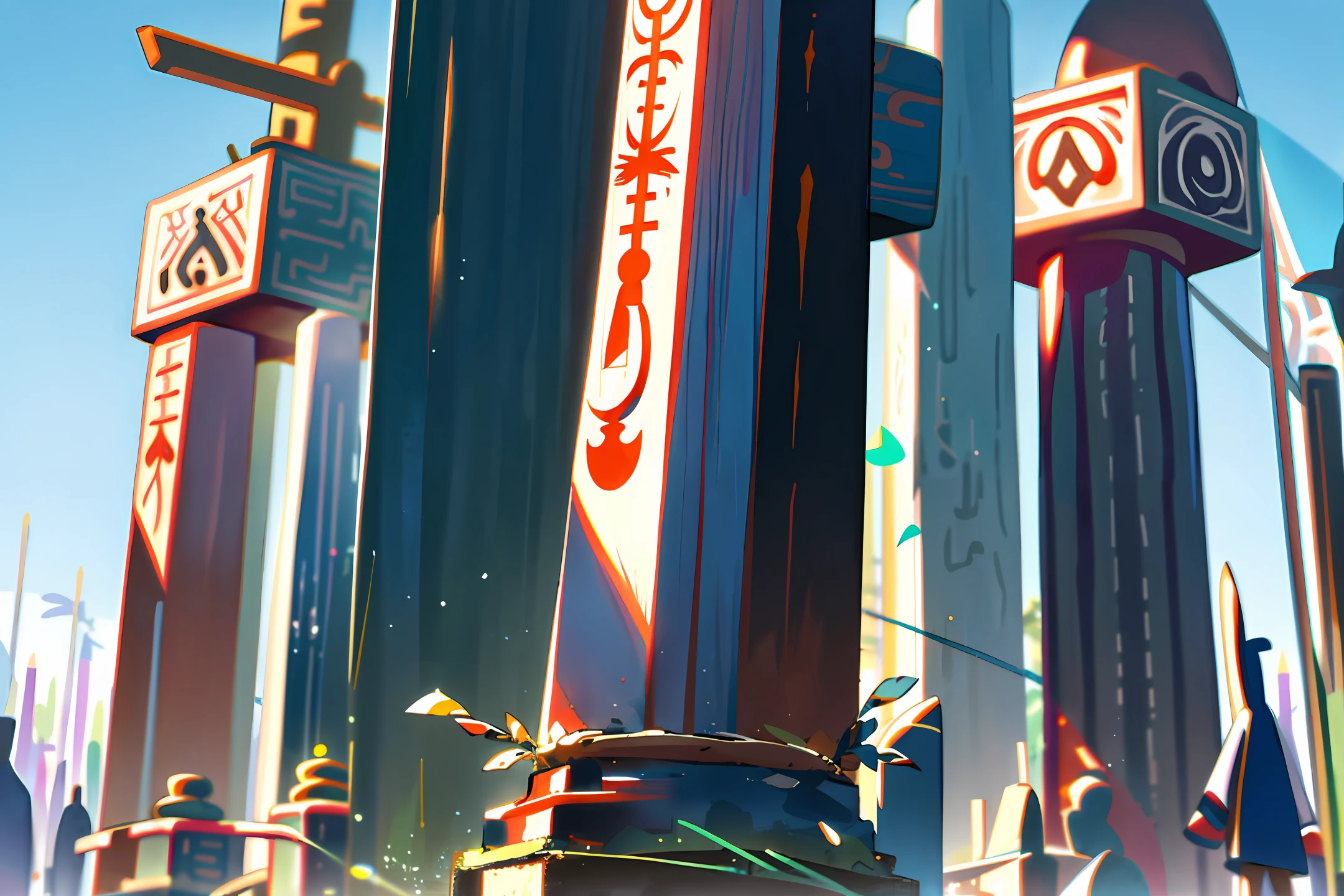 Password totem, people in line