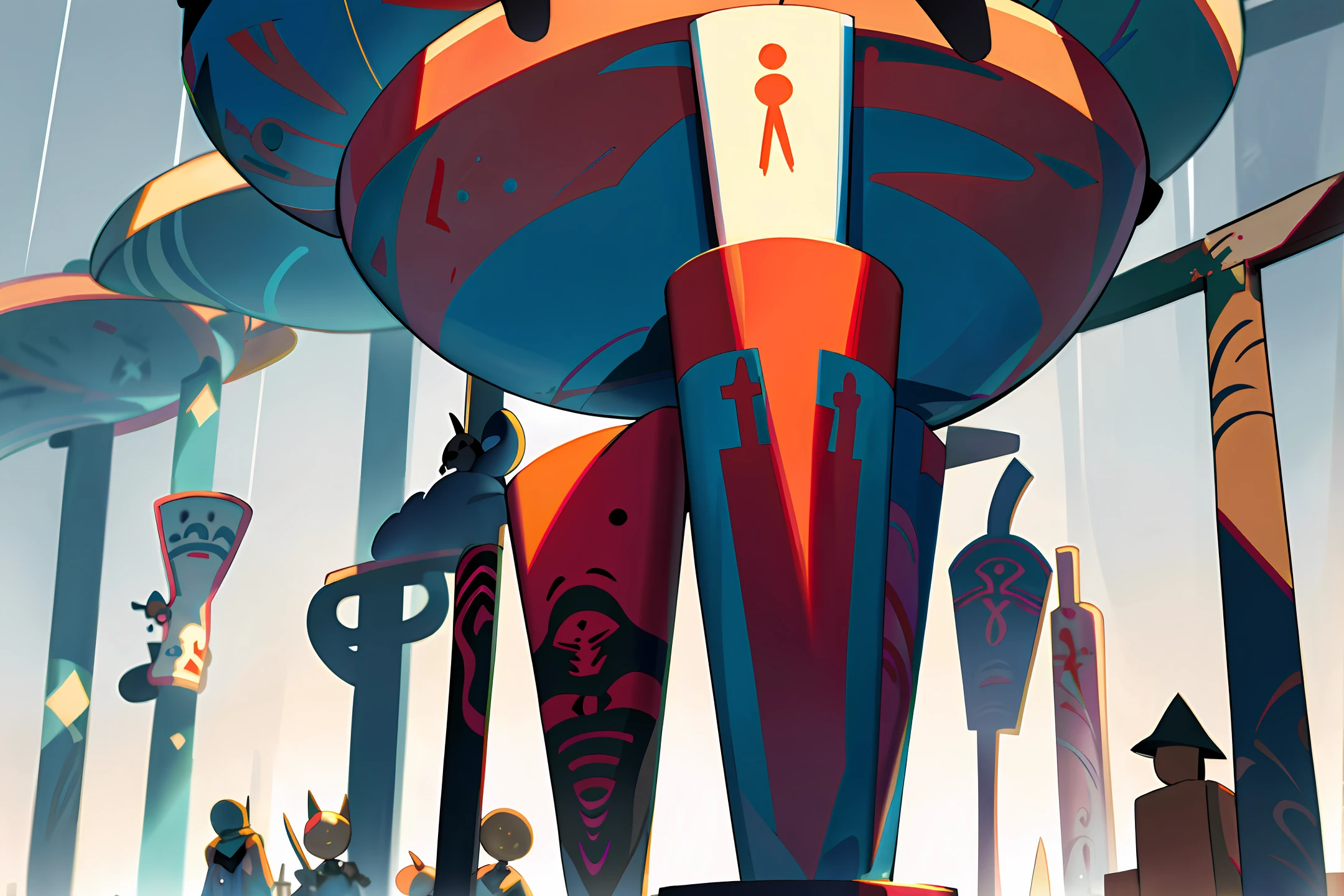 Password totem, people in line