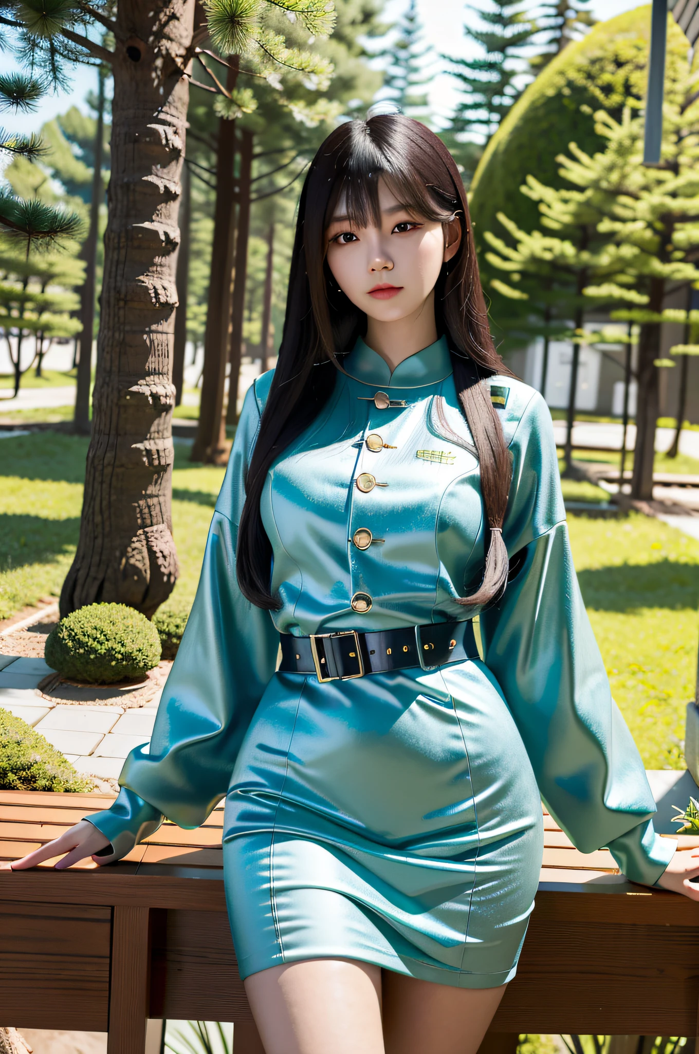 (best quality:1.4), intricate detailed, 20 years old korean girl, cyborg, detailed forest