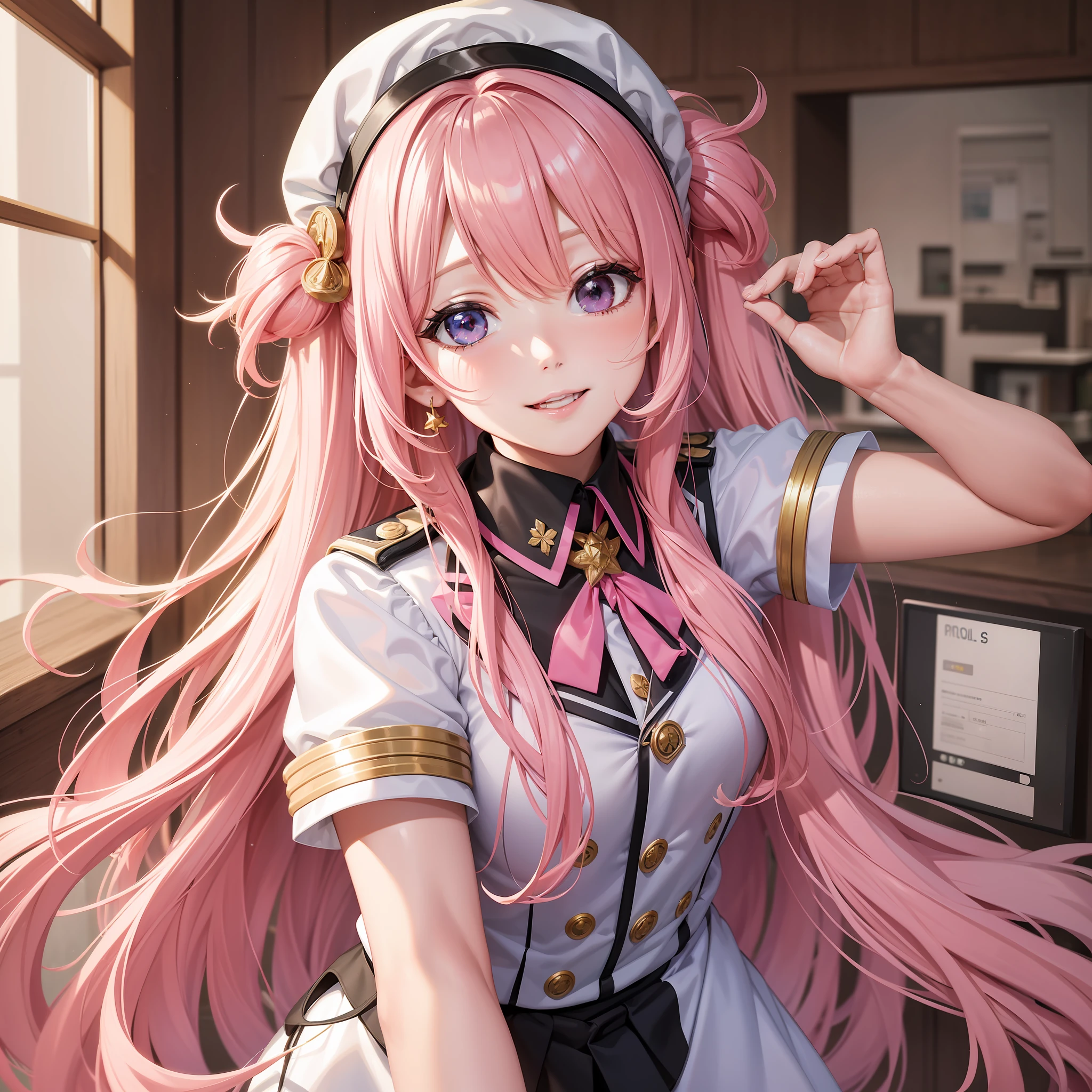 Idol Group Girl Group Smile Cute Best Quality Masterpiece Long Hair Uniform Pink Hair Blonde
