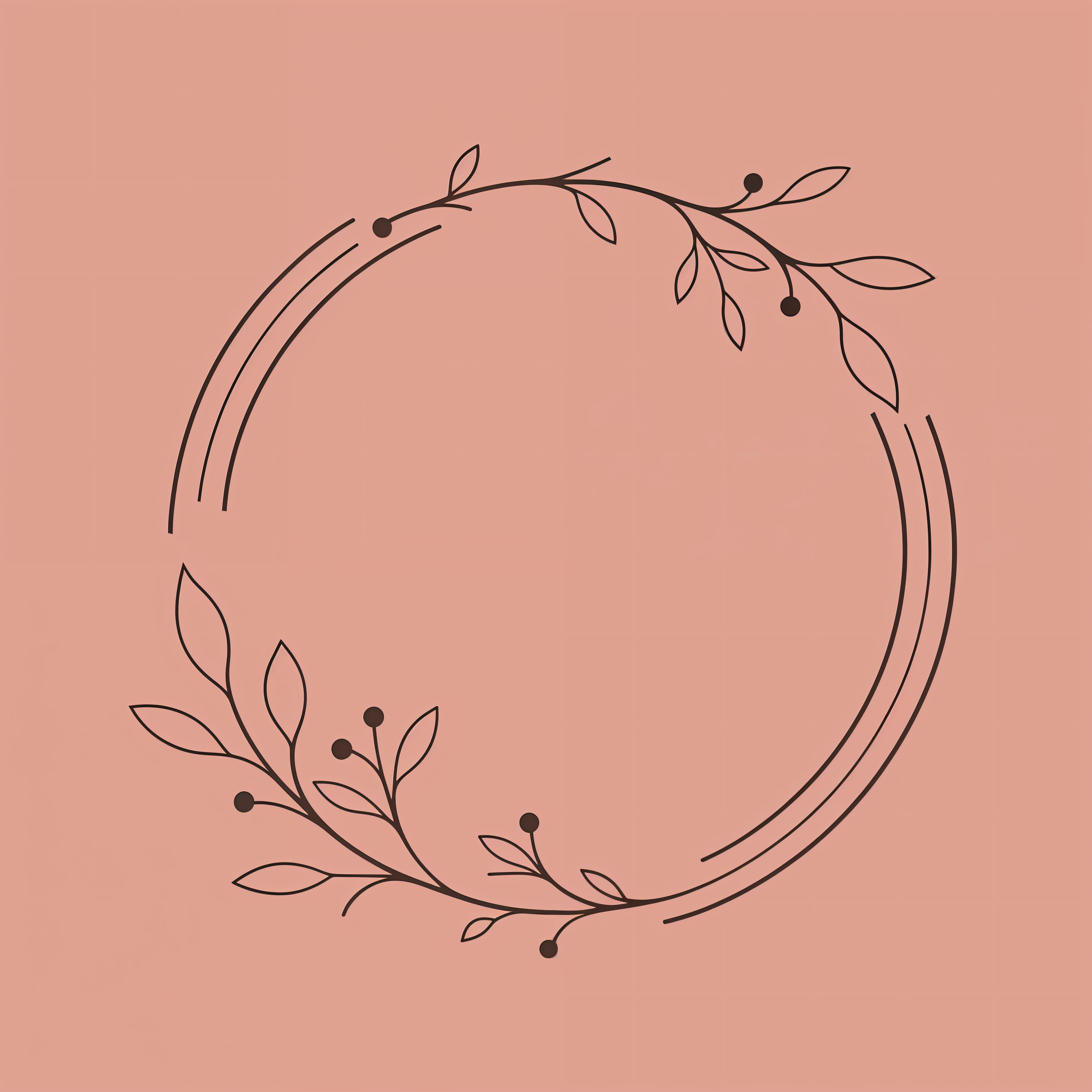 a black and white illustration of a wreath with leaves, hand drawn svg, minimalist logo without text, minimalist logo vector art, minimalist svg, circle design, flower frame, decorative frame, intricate ornament halo, circular tattoo, flat mucha, simple elegant design, without text, rounded logo, minimalistic logo, round elements, flat linework, in laurel wreath --auto --s2