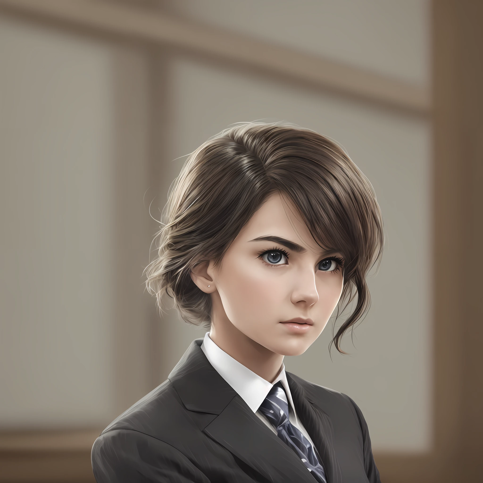 young lawyer, arguing in courtroom, (8k, top quality, masterpiece: 1.2), (realistic, photorealistic: 1.37), ultra detailed, black suit, calm female lawyer --auto --s2