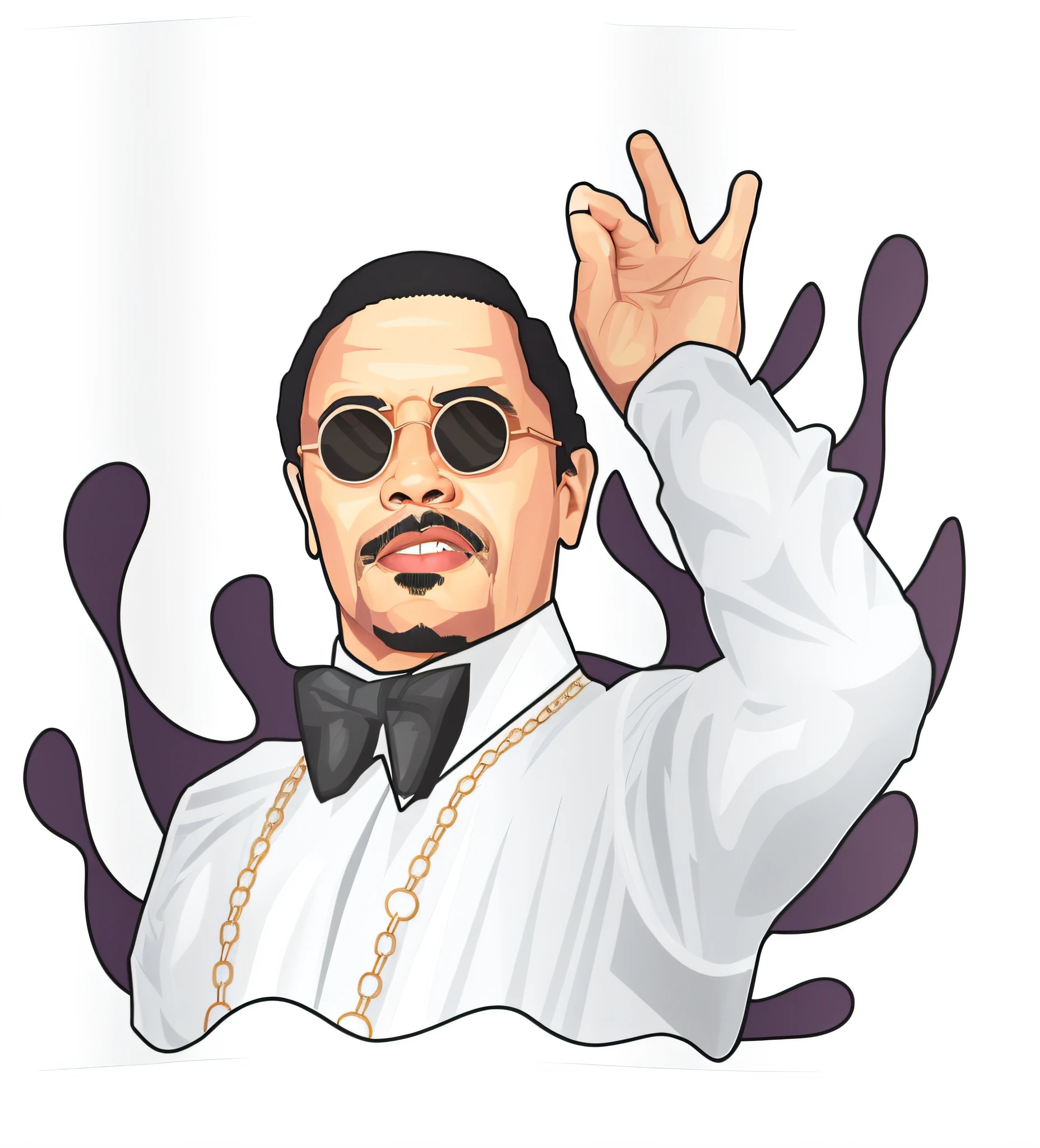 a close up of a cartoon of a man with a tie and sunglasses, ice - t portrait, ice - t, in style of digital illustration, cartoon style illustration, african jesse pinkman portrait, vector style drawing, official illustration, inspired by Christopher Williams, portrait of snoop dogg, stylized digital illustration, art masterpice, portrait of crazy post malone