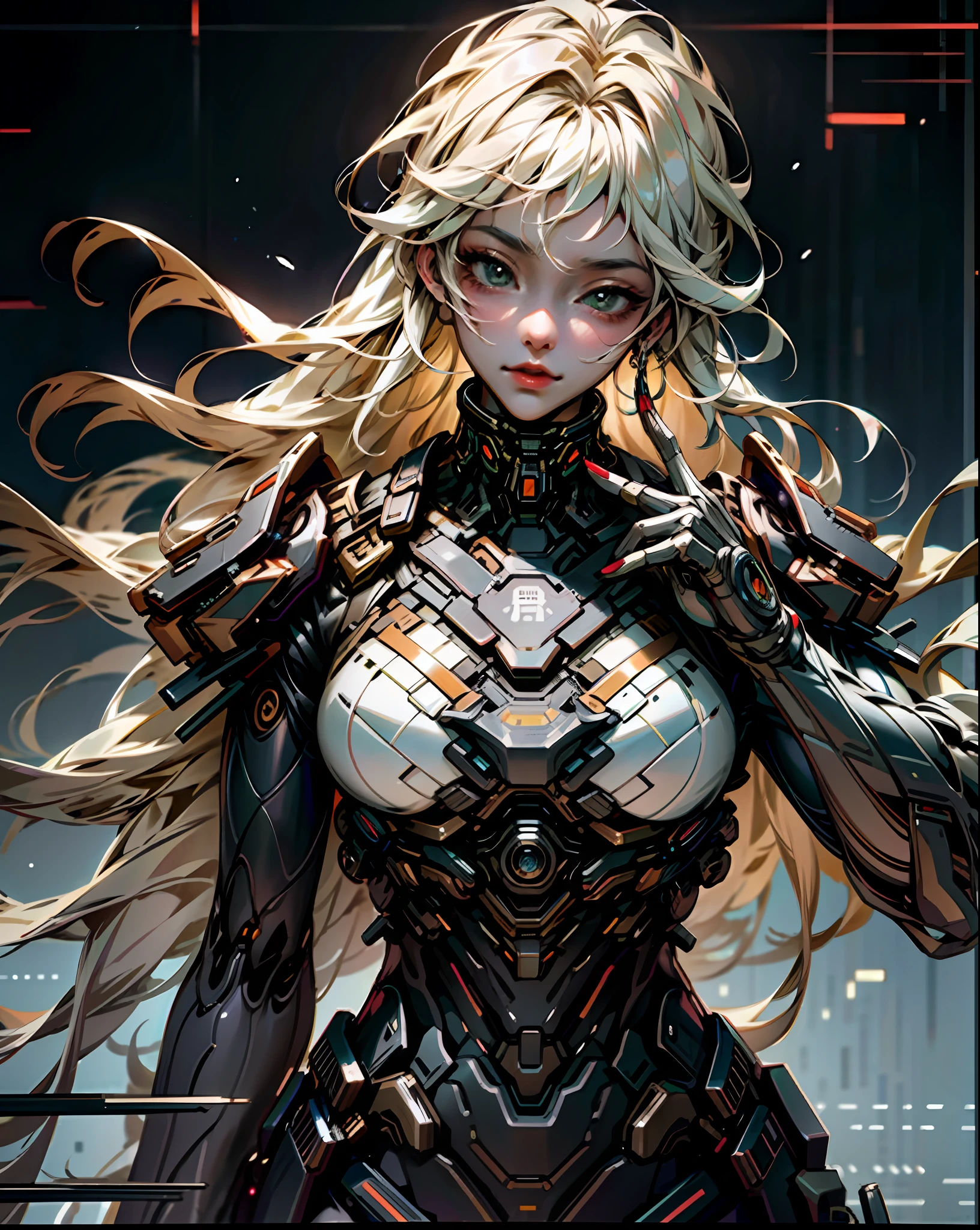 a masterpiece, the best quality, High Quality, (futurism:1.1), (cyberpunk clothes), movie lights, (Exquisite future), Beautiful and beautiful, Ultra detailed, Great composition, floating, Depth of field, (Very detailed CG,Unity 8k壁纸), (Beautiful detail background), Beautiful hair details, dramatic lights, GOGETTA, mecha,Bestquality,ultrahighres,photoreal