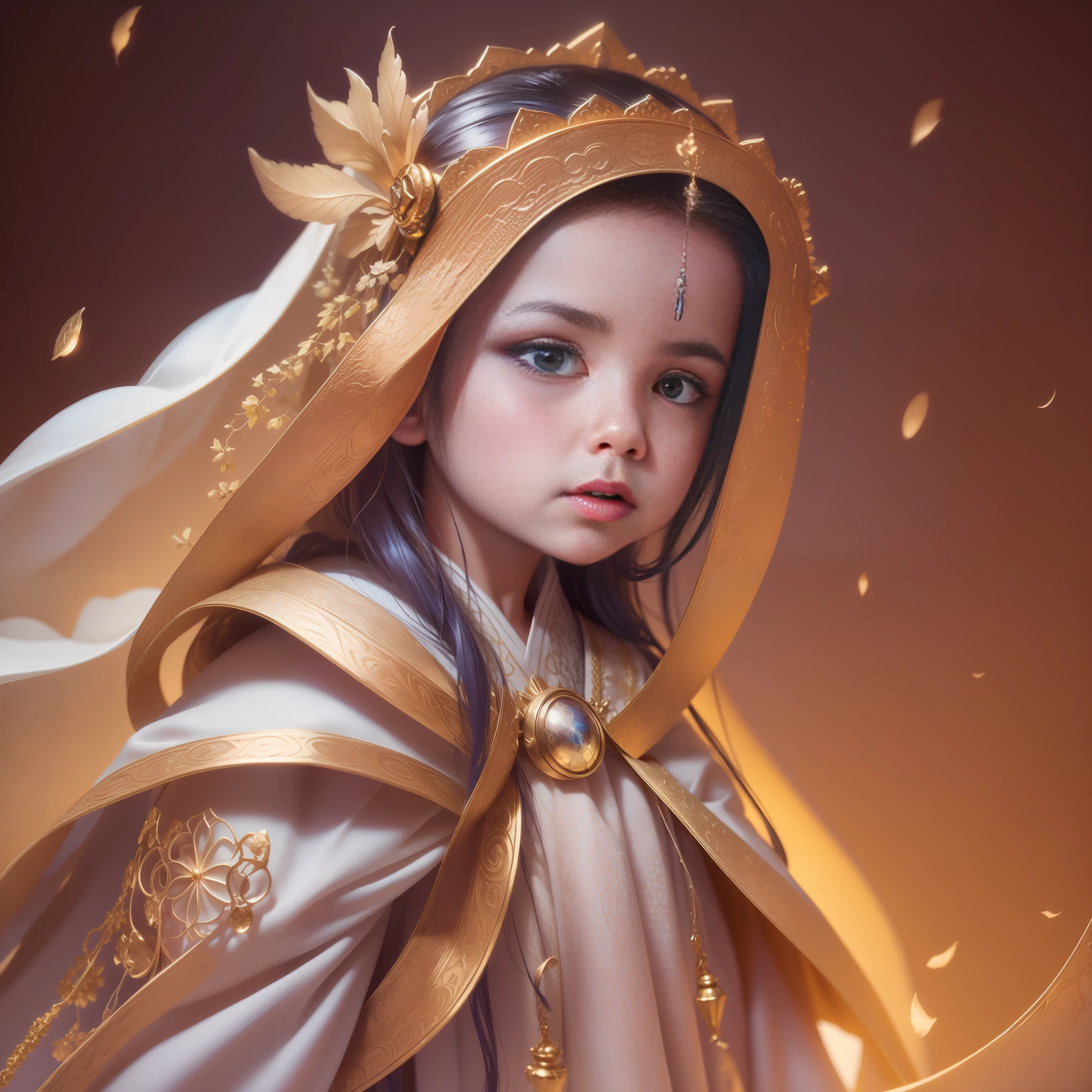 (Masterpiece))), ((Best Quality)), ((Ultra Detailed)), (Surreal), (Highly Detailed CG Illustration), Cinematic Light, Realistic, Very Beautiful ***********, Light Makeup, Intricate Details EABA, White Complex Cloak, Dynamic Pose