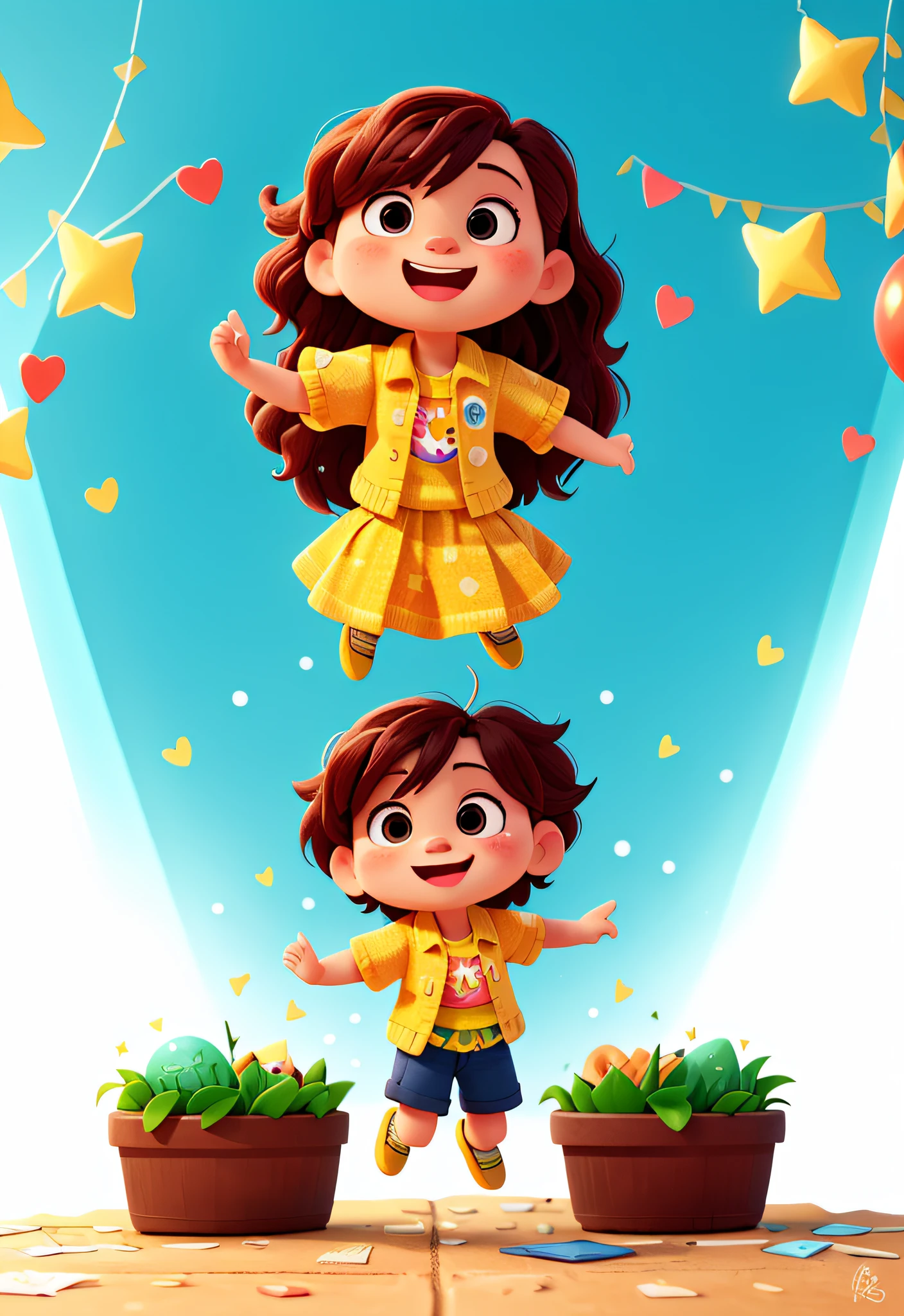 Bright, cute, celebrating, jumping