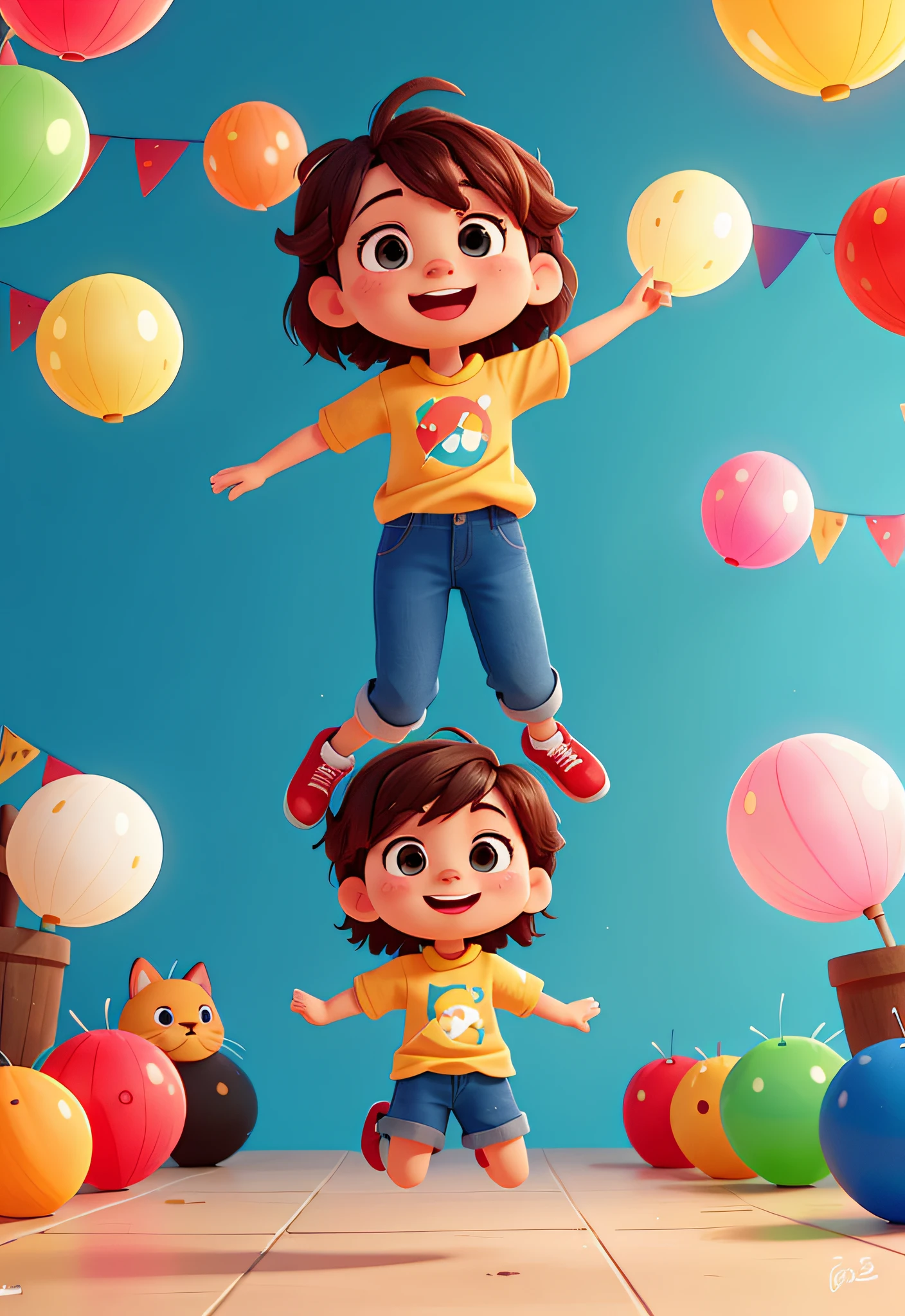 Bright, cute, celebrating, jumping