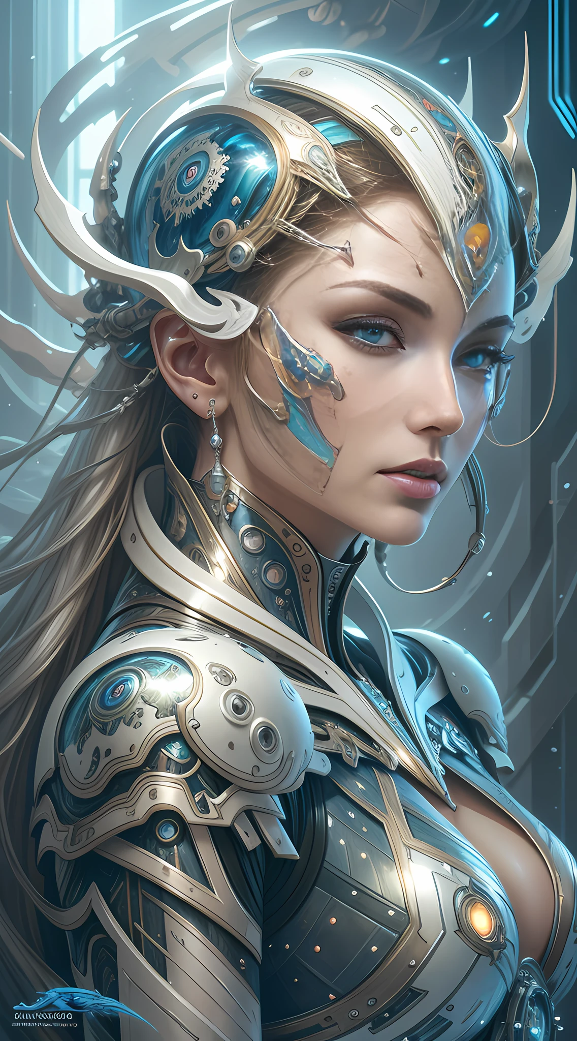organic cyborg, white plastic, diffuse lighting, fantasy, intricate, elegant, highly detailed, realistic, realistic, digital painting, art station, illustration, concept art, smooth, sharp focus, art by John Collier and Albert Obright and Krenz Kusart and Artem Demura