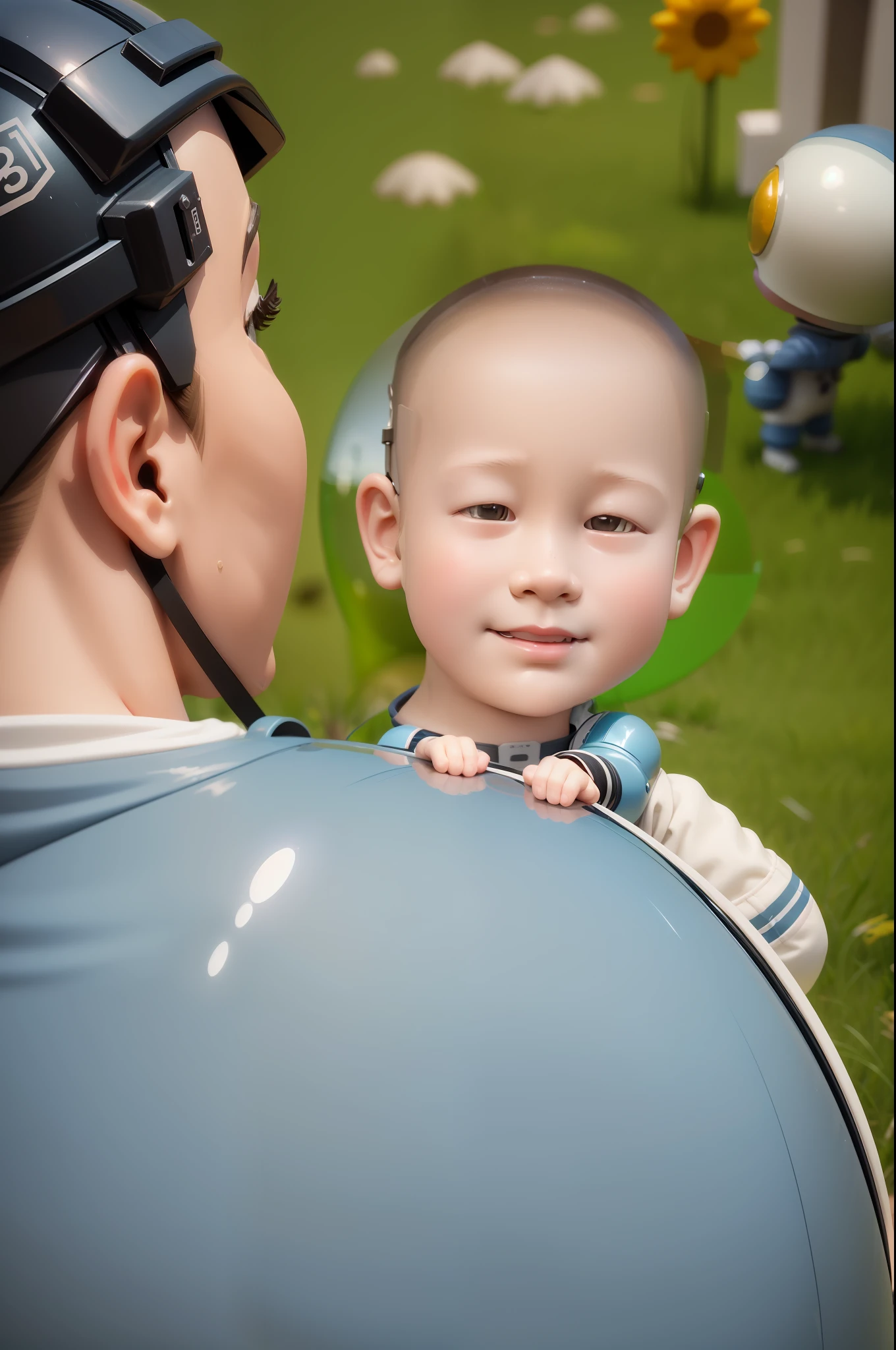 There is a little doll with helmet and helmet, cute 3d rendering, little astronaut looking up, portrait anime space cadet boy, cute 3d anime boy rendering, cute detailed digital art, male explorer mini cute boy, 3d rendering stylized, 3d rendered character art 8k, cute digital painting, anime style 3d, super detailed rendering