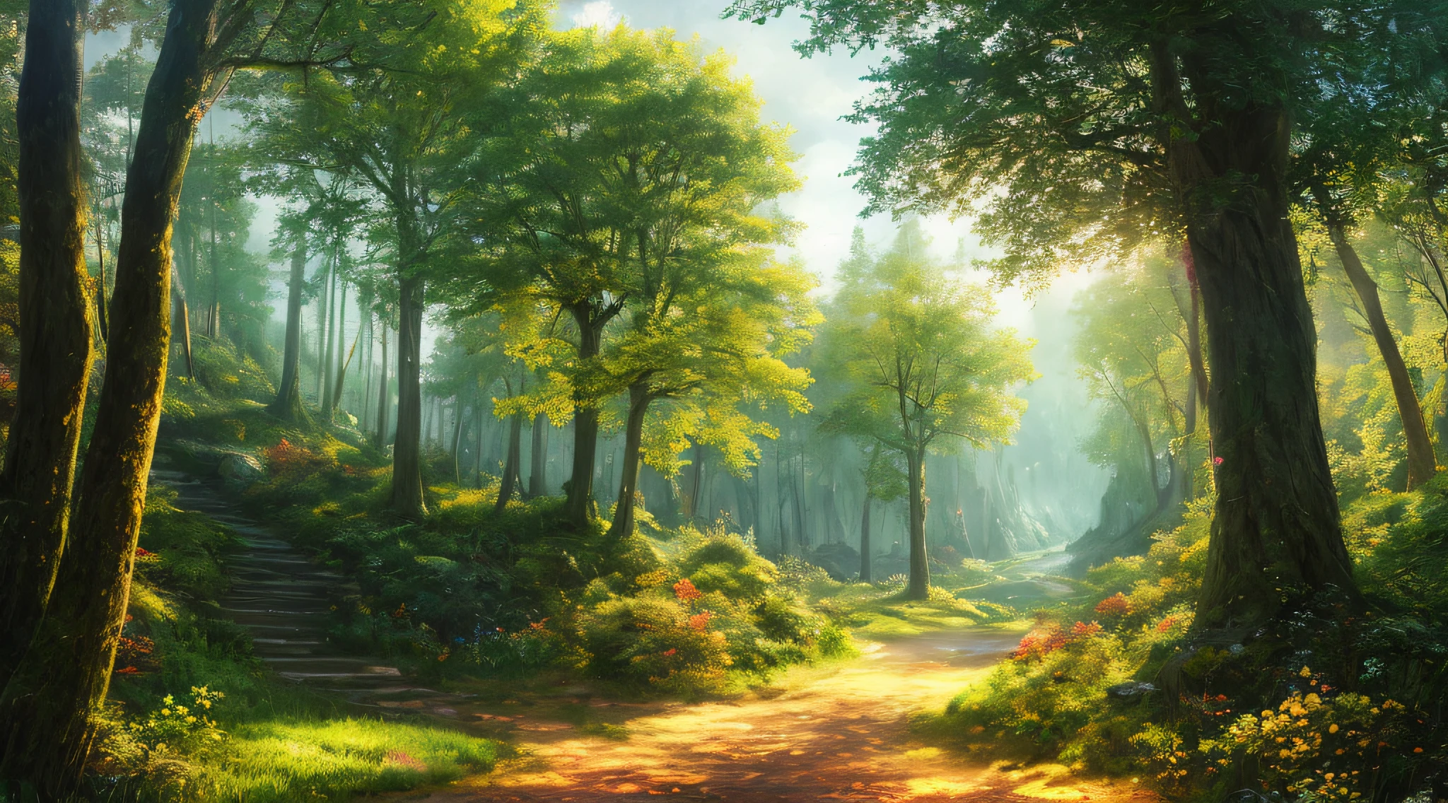 masterpiece, best quality, high quality,extremely detailed CG unity 8k wallpaper, An enchanting and dreamy scene of a fantasy forest, with towering trees, hole and hidden fairy glens, creating a sense of mystique and enchantment, artstation, digital illustration, intricate, trending, pastel colors, oil paiting, award winning photography, Bokeh, Depth of Field, HDR, bloom, Chromatic Aberration ,Photorealistic,extremely detailed, trending on artstation, trending on CGsociety, Intricate, High Detail, dramatic, art by midjourney