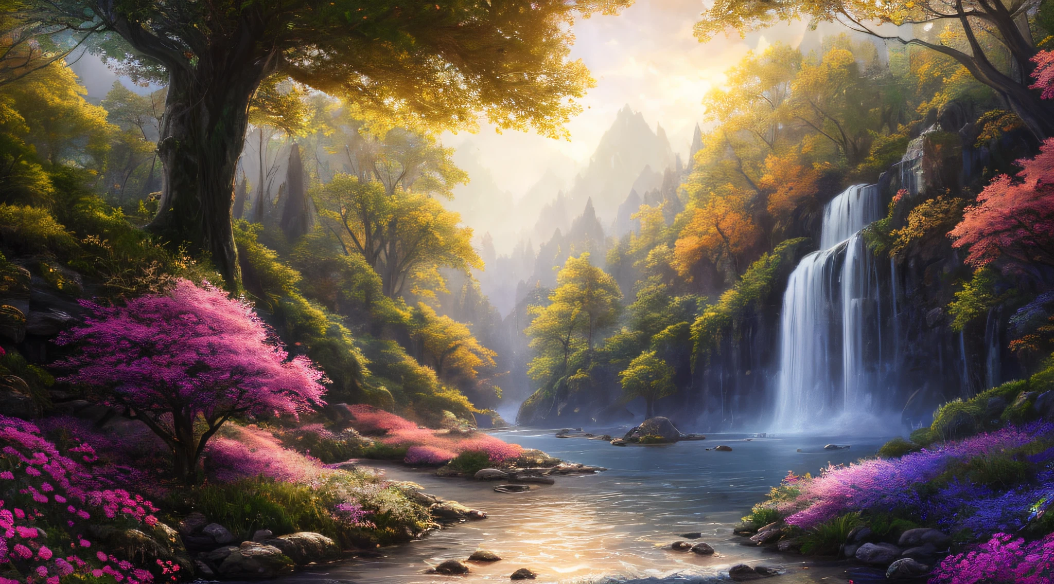 masterpiece, best quality, high quality,extremely detailed CG unity 8k wallpaper, An enchanting and dreamy scene of a fantasy forest, with towering trees, hole and hidden fairy glens, creating a sense of mystique and enchantment, artstation, digital illustration, intricate, trending, pastel colors, oil paiting, award winning photography, Bokeh, Depth of Field, HDR, bloom, Chromatic Aberration ,Photorealistic,extremely detailed, trending on artstation, trending on CGsociety, Intricate, High Detail, dramatic, art by midjourney