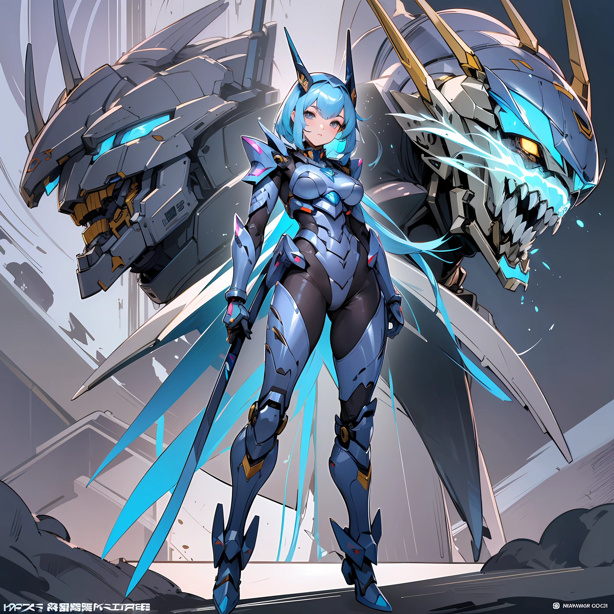 Close up portrait of a person in costume with a sword, cyber japan style armor, cyber japan armor, guyver style, girl in armor, monster hunter armor, full body mecha suit, perfect anime cyborg woman, cyborg noble woman, mecha cyber armor girl, detailed full body concept, female armor, anime character. Full Body Art --auto --s2