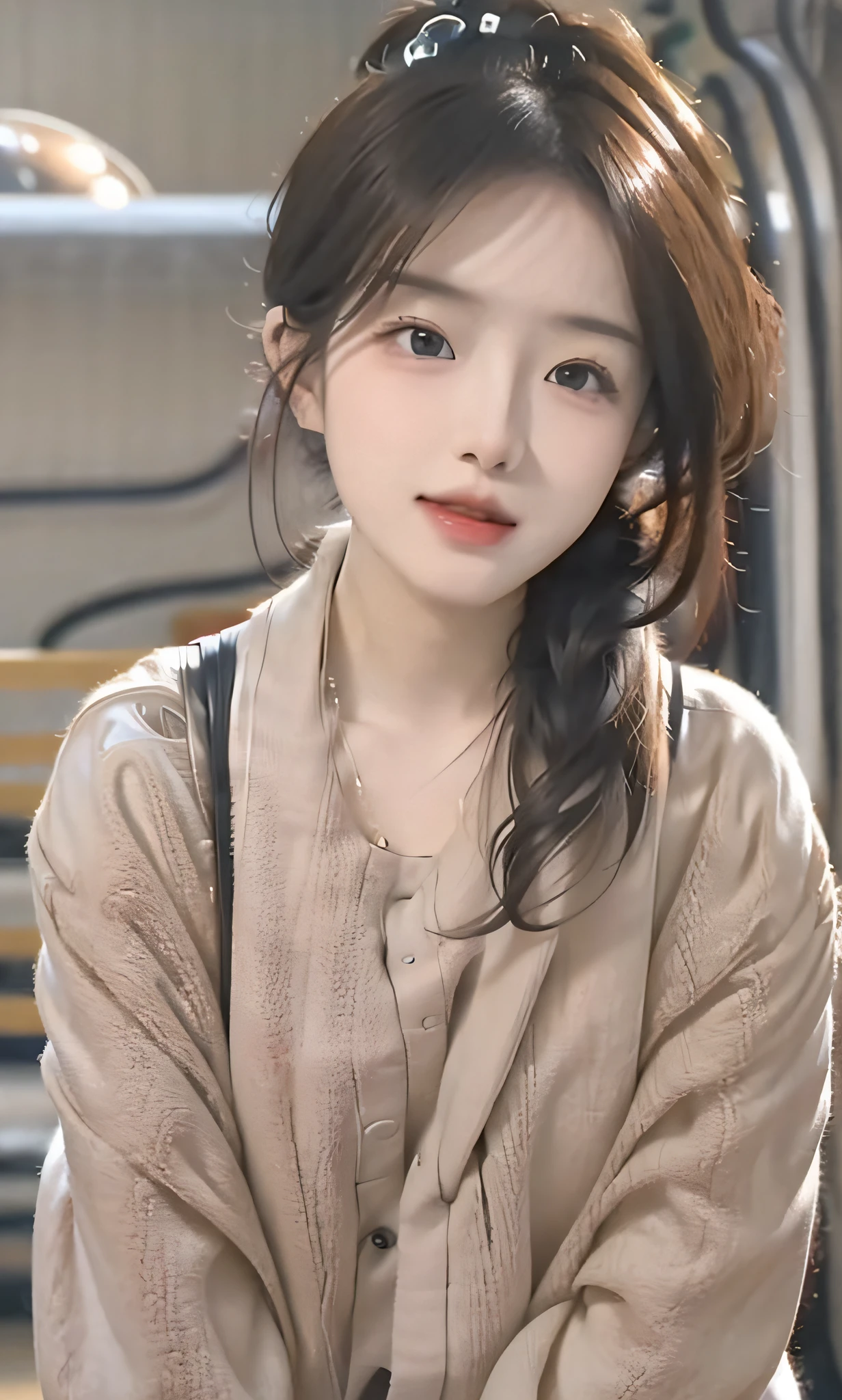 (8k, RAW photo, photorealistic:1.25) ,( lip gloss, eyelashes, glossy finish, glossy skin, best quality, super high resolution, depth of field, chromatic aberration, caustics, wide light, natural shadow, Kpop idol) look with serenity and goddess-like bliss to the spectators,