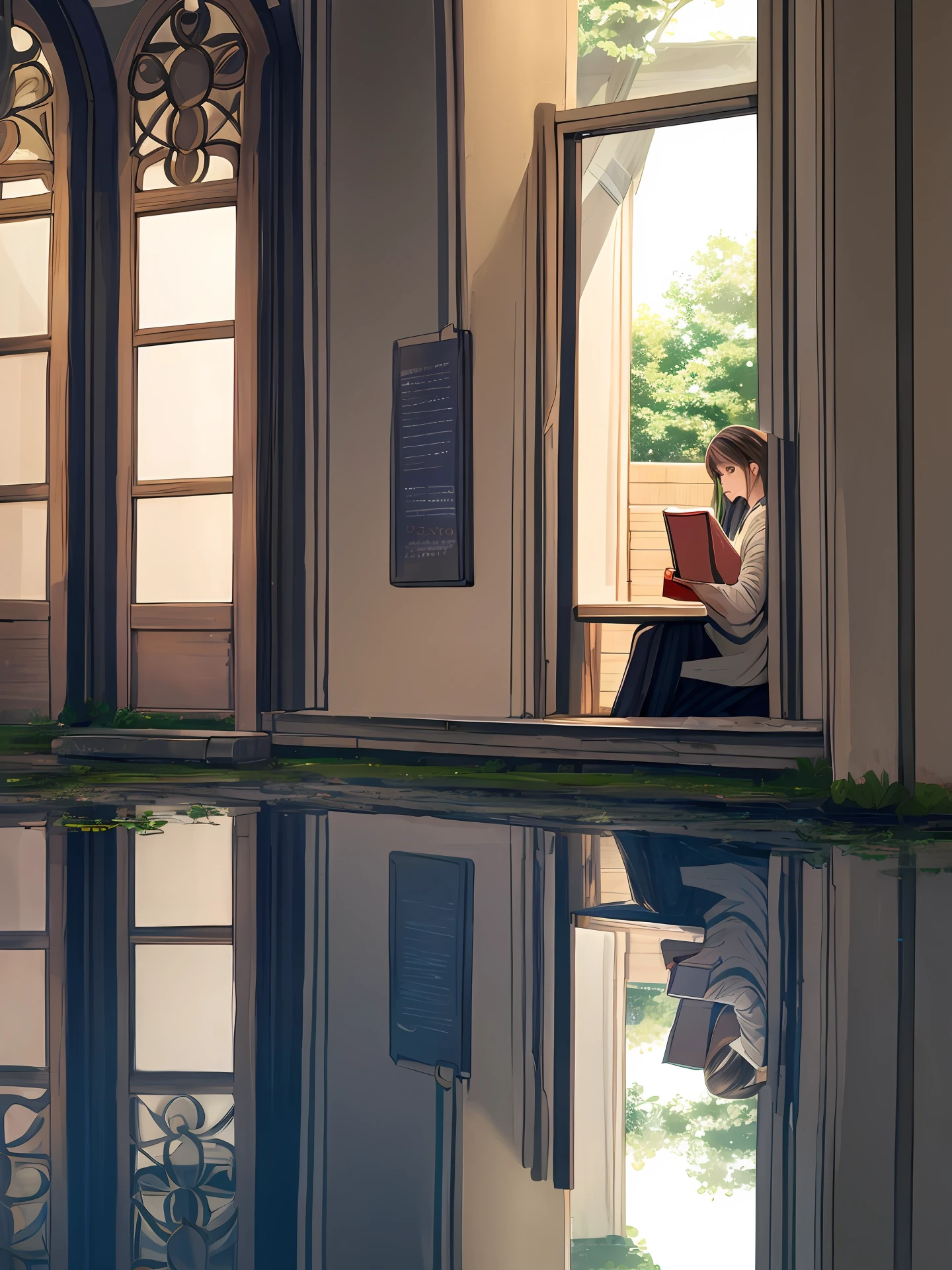 People in the moment of reflection reading